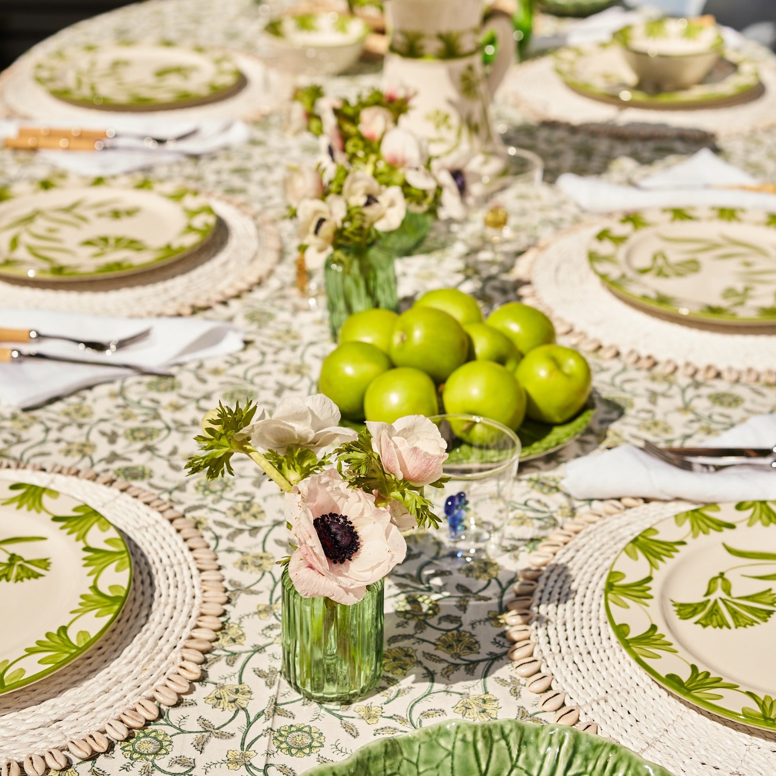 Green Petals Tablecloth - 150cm x 300cm