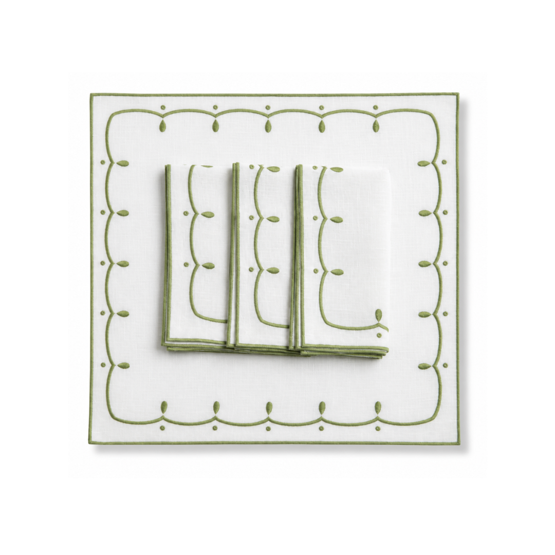 Preloved Sale: Poppy White & Green Napkins (set of 10)