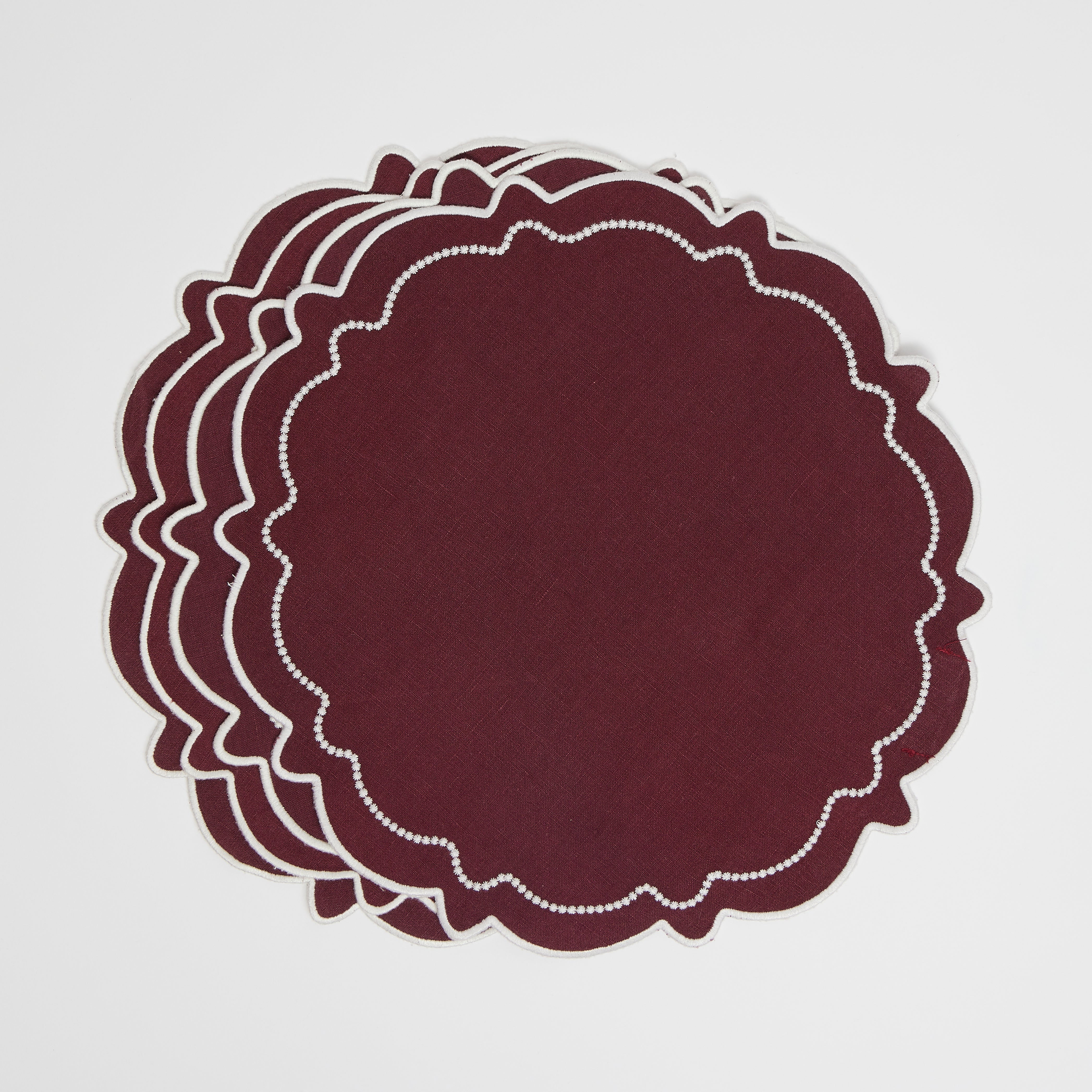 Embroidered Abigail Burgundy Placemat (set of 4)