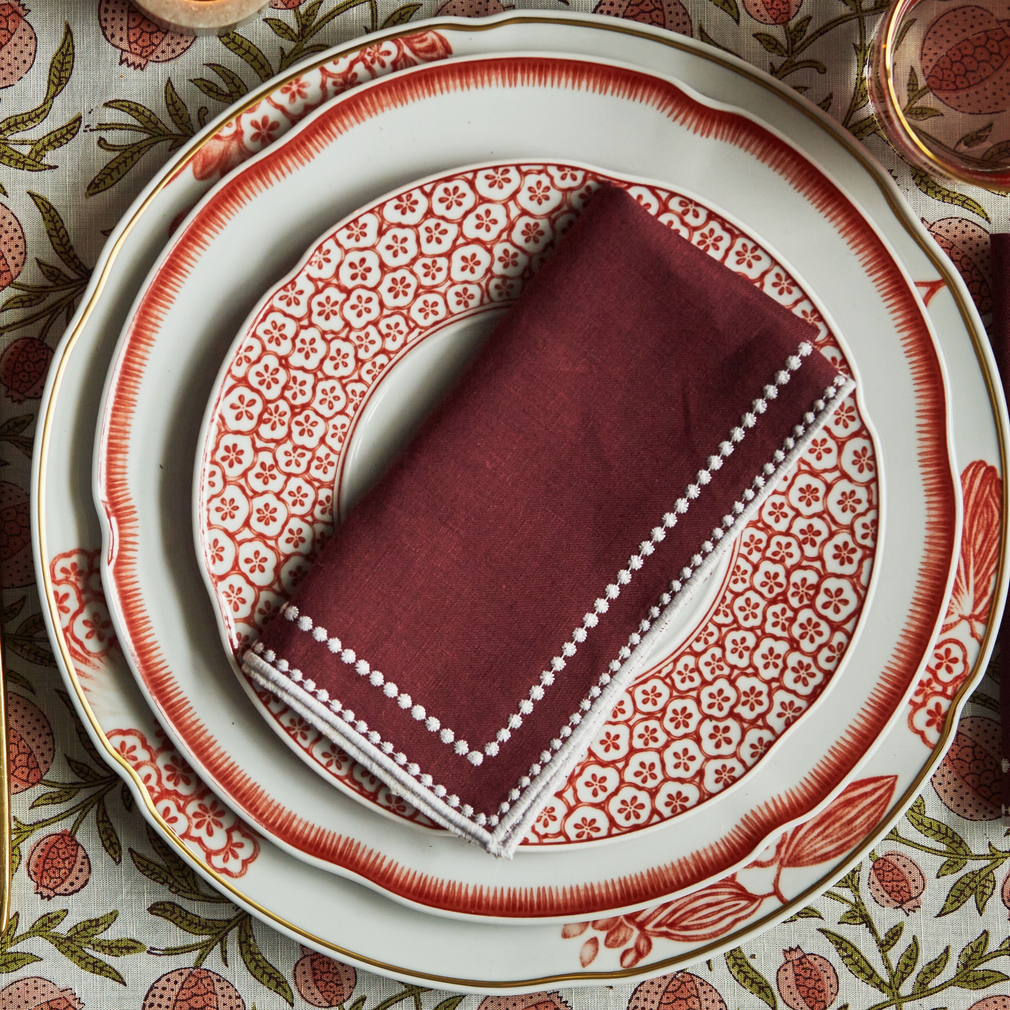 Abigail Burgundy Napkin (set of 10) - Preloved