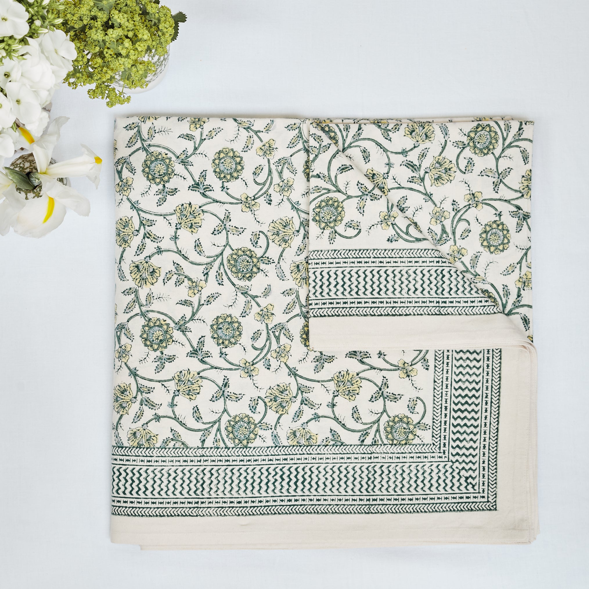 Green Petals Tablecloth - 150cm x 300cm