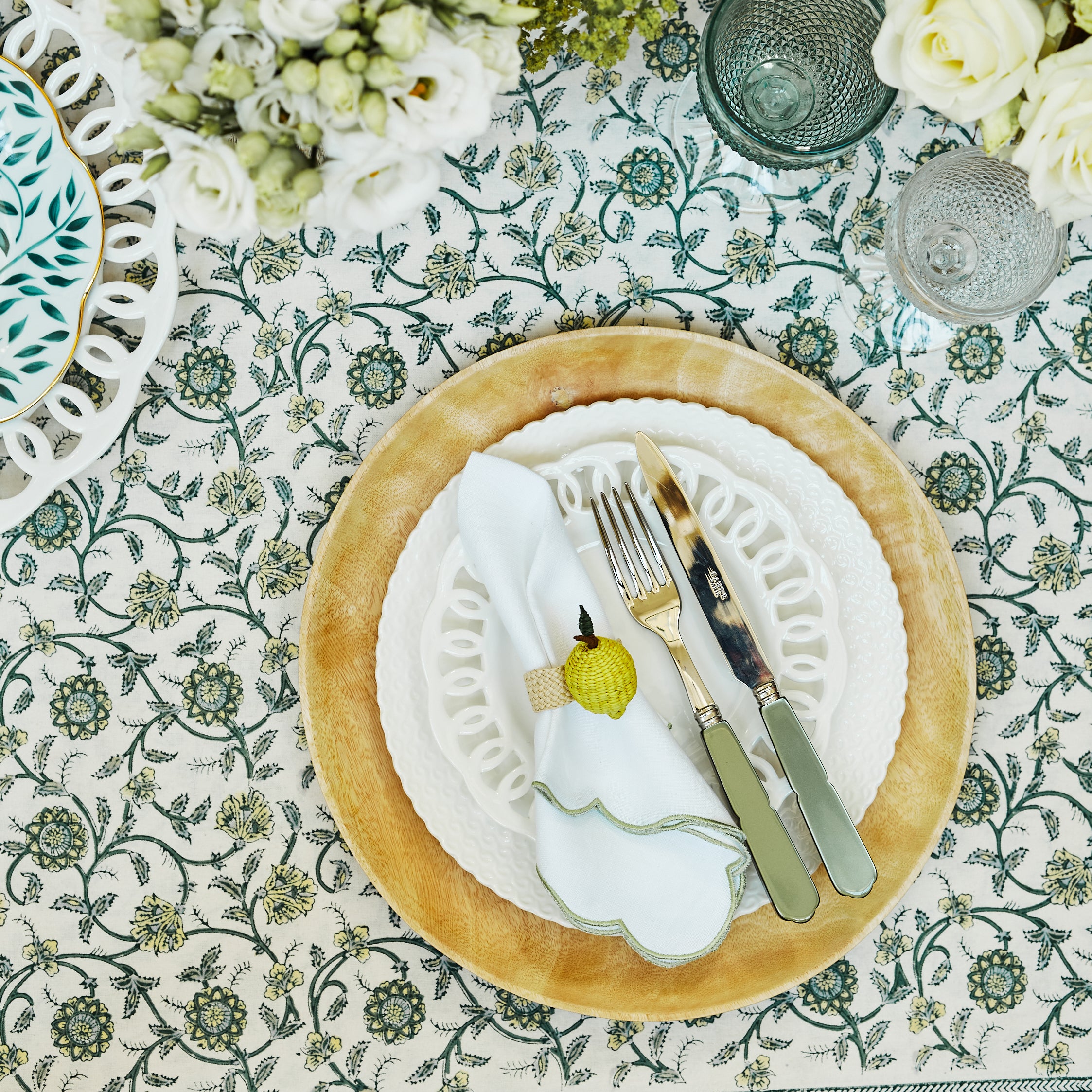 Rent: White Acacia Wood Charger