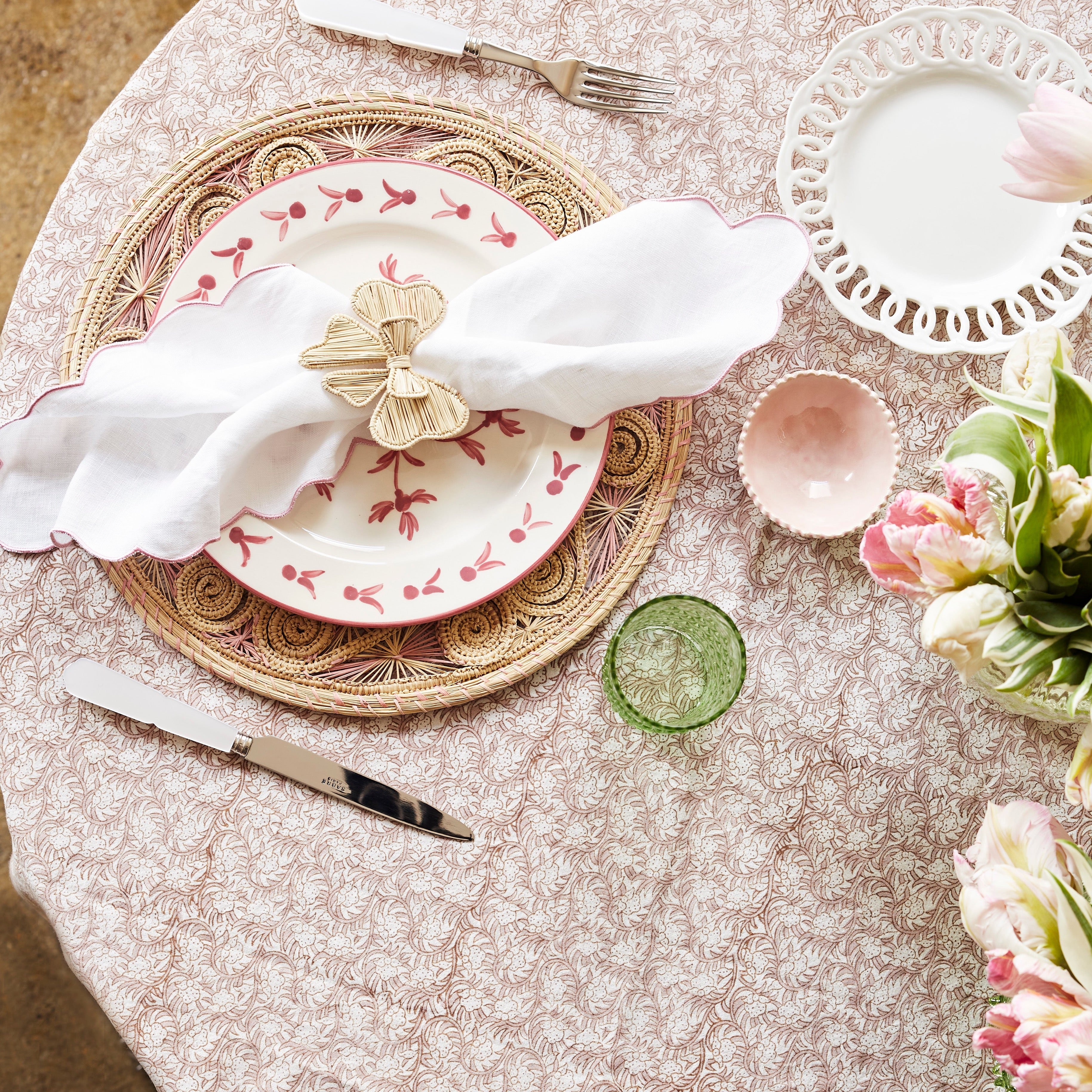 Rent: Pink Rosebud Tablecloth