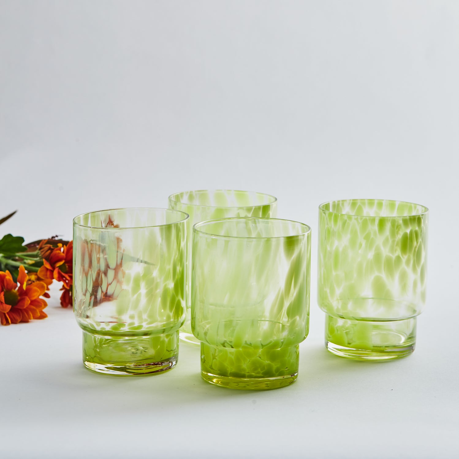 Green Water Glass Set of 4