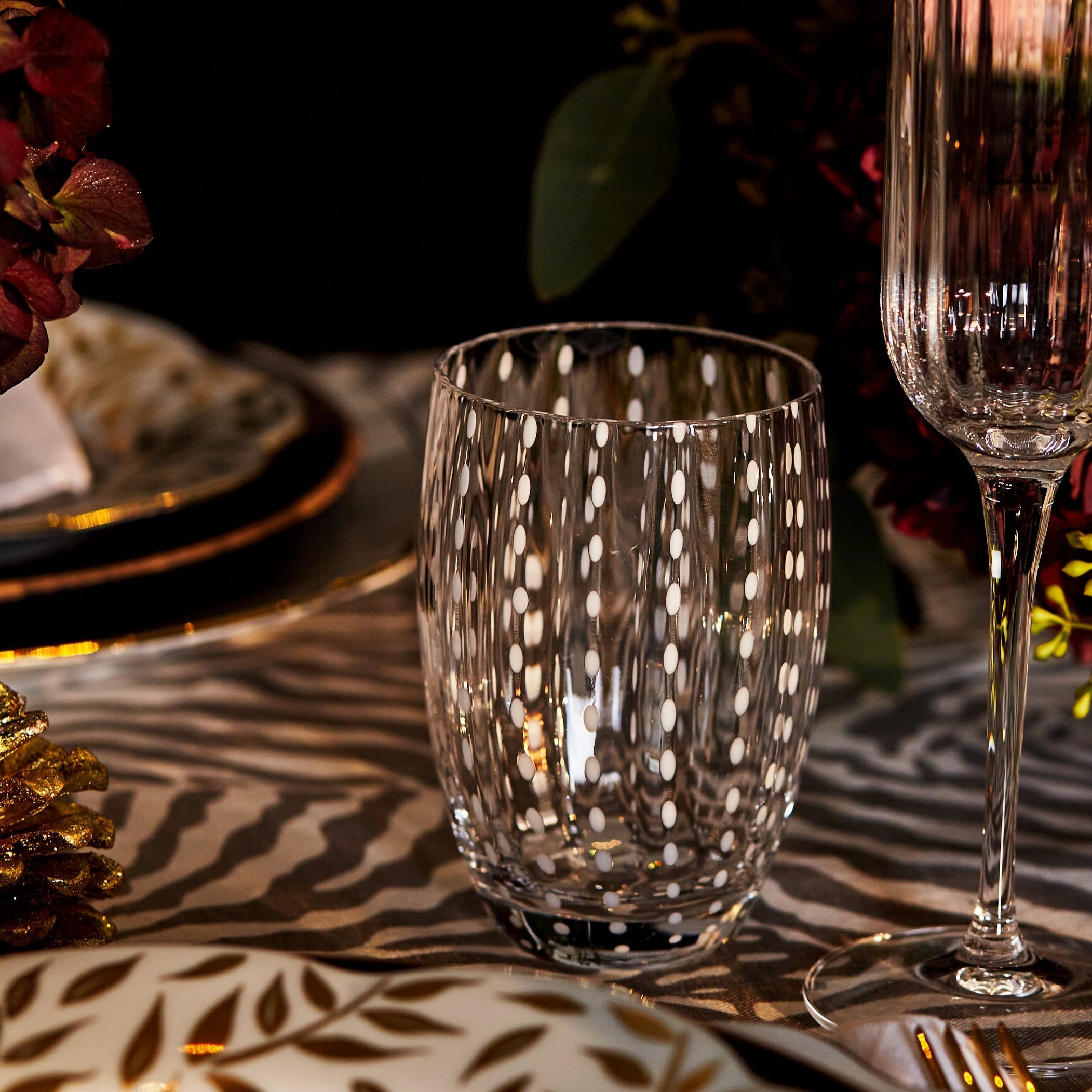 Rent: White Speckled Water Glass