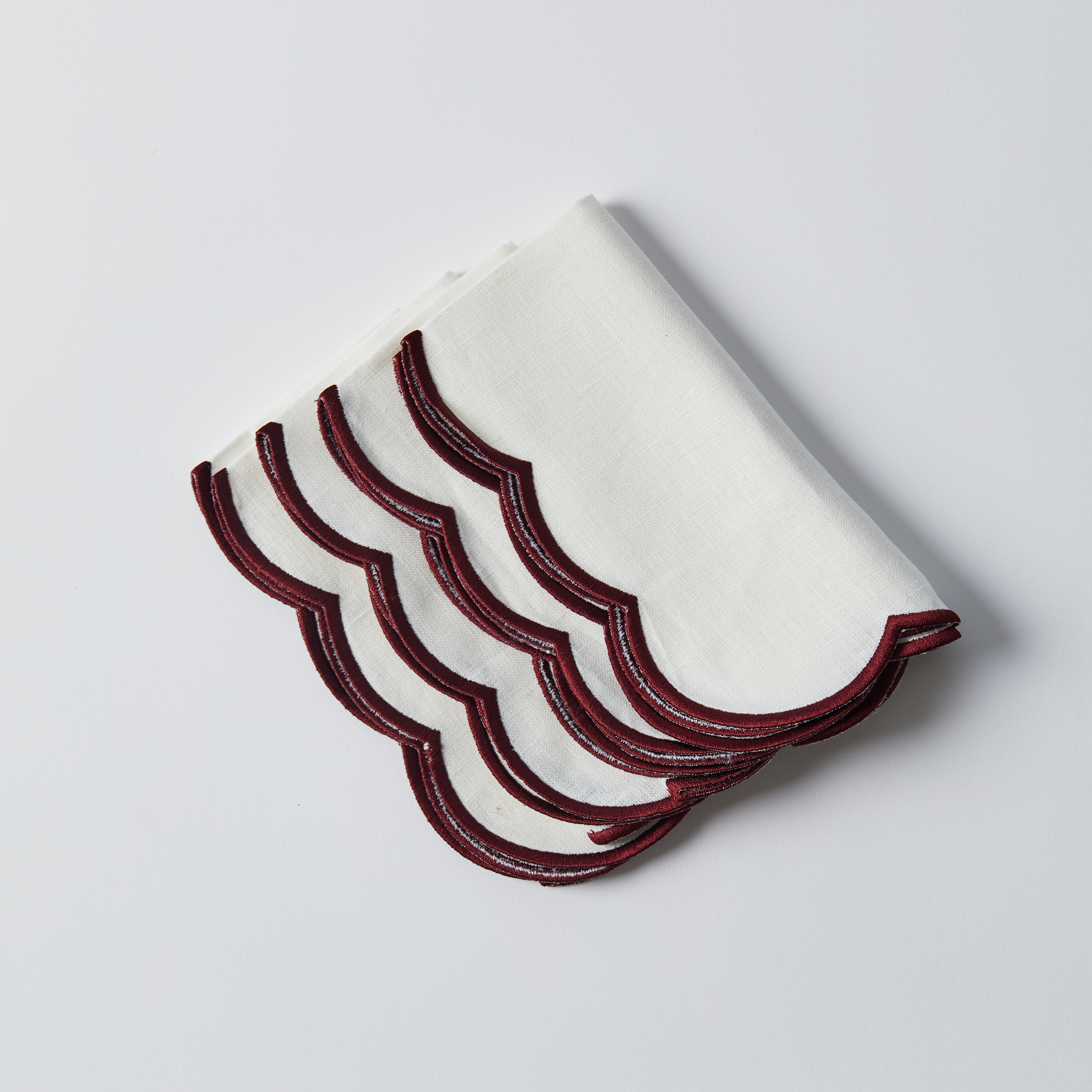 Burgundy Scallop Napkins (set of 4)