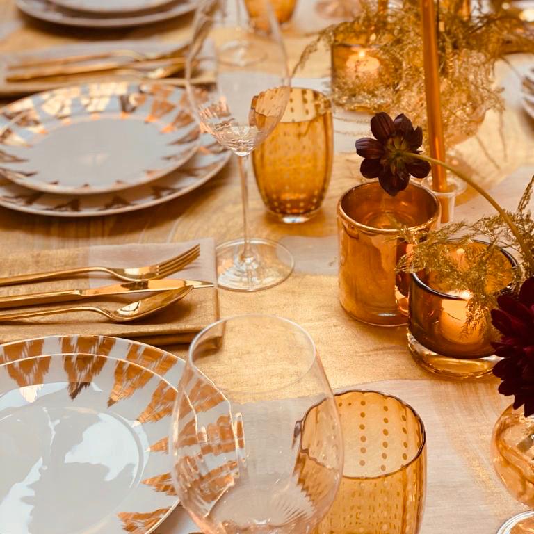 Rent: Light Amber Speckled Water Glass