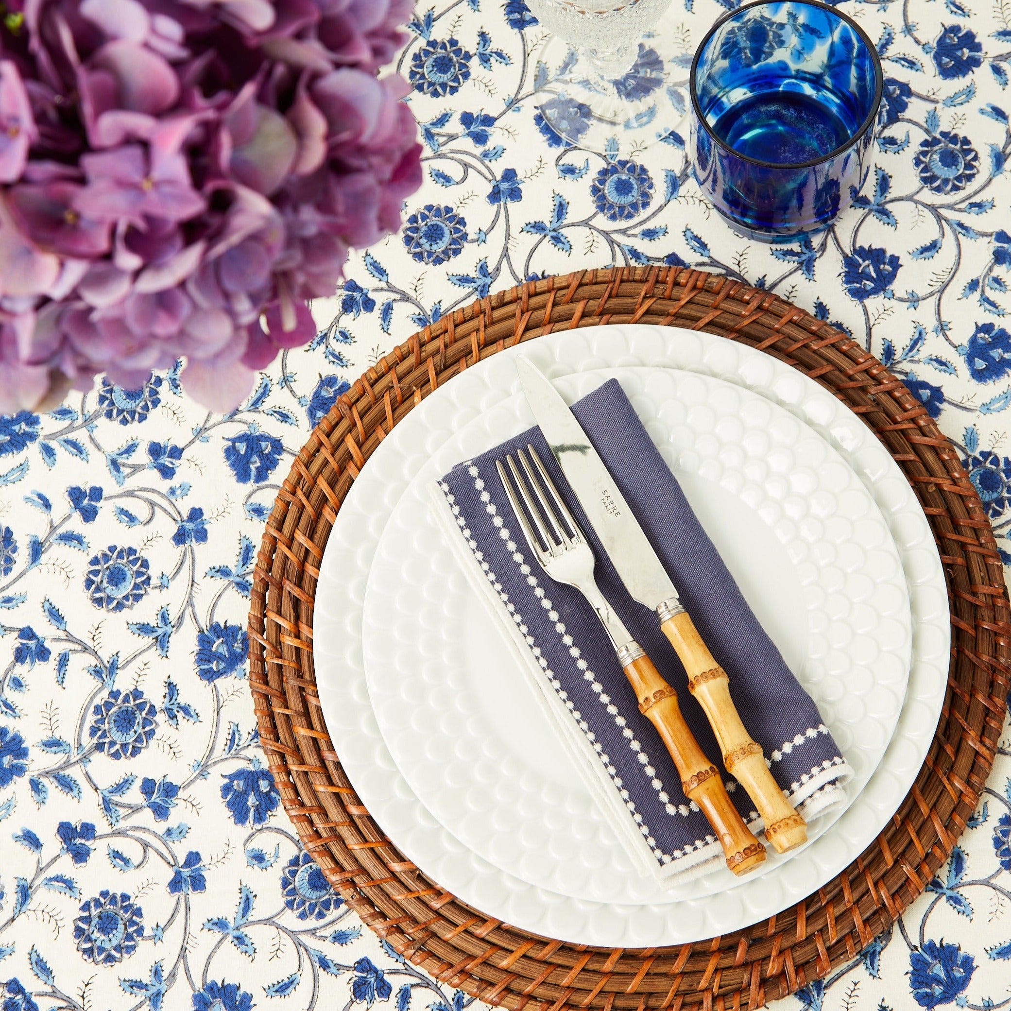 Blue Petal Tablecloth - 150x300cm