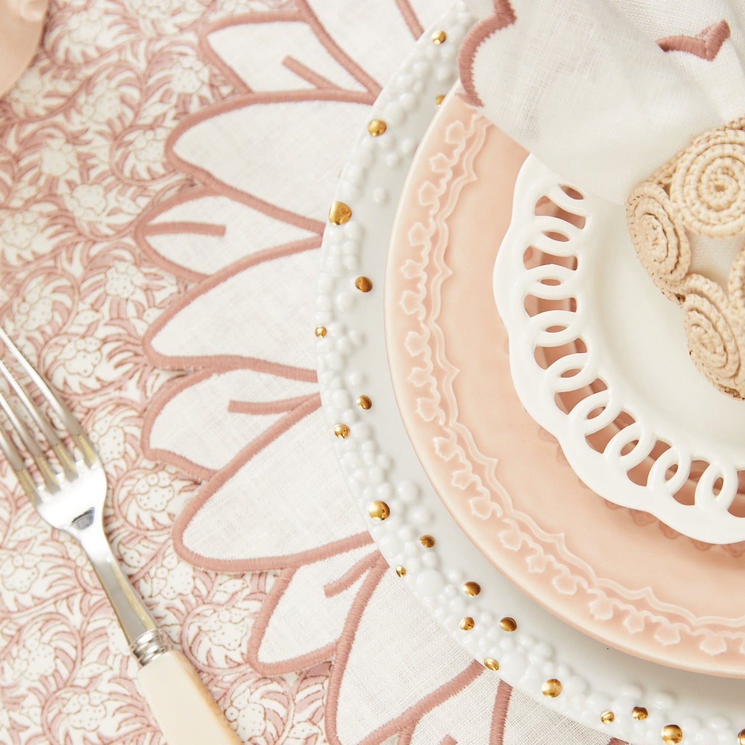 Pink Rosebud Tablecloth - 150x300cm