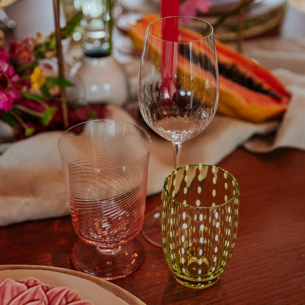 Rent: Apple Green Speckled Water Glass