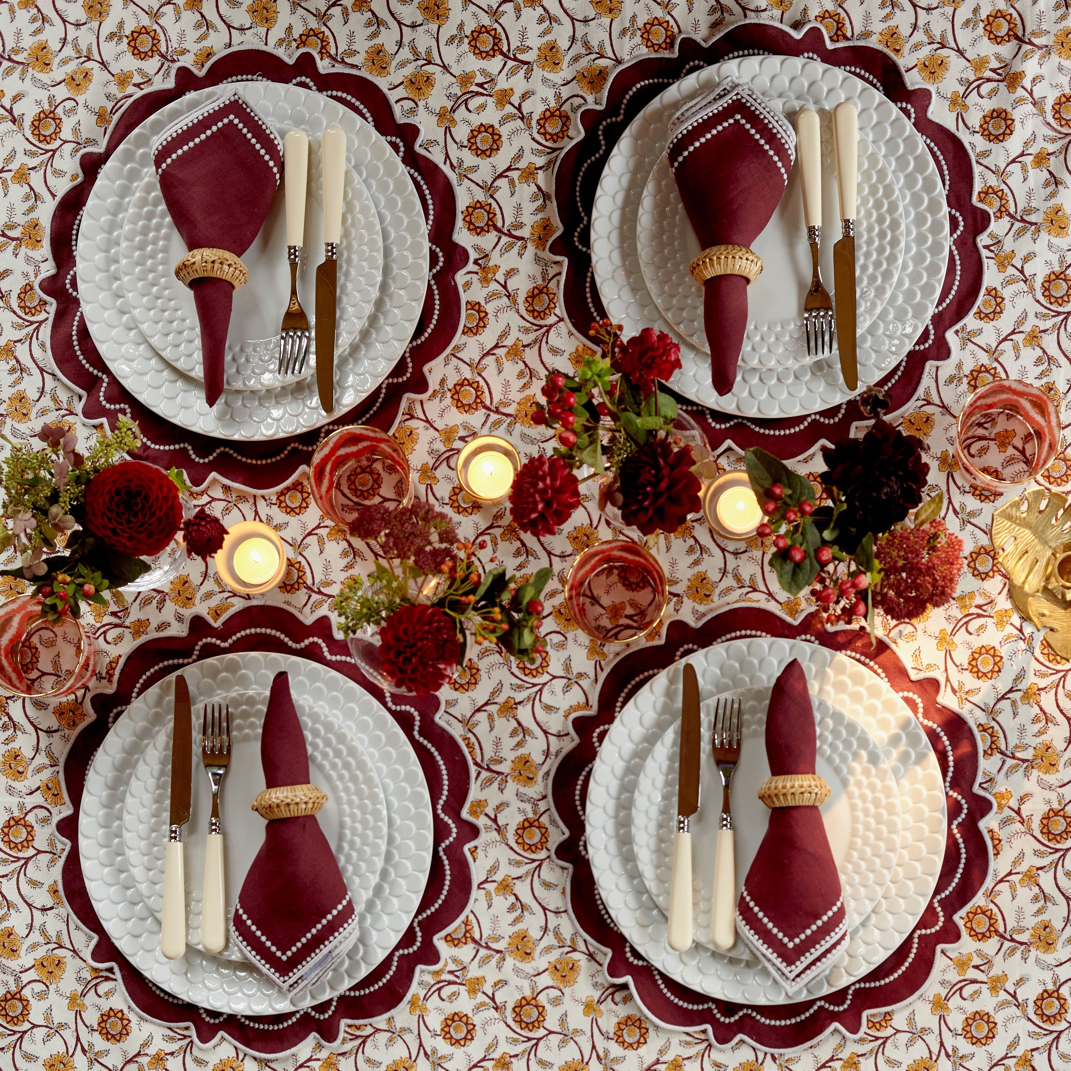 Rent: Burgundy Petals Tablecloth