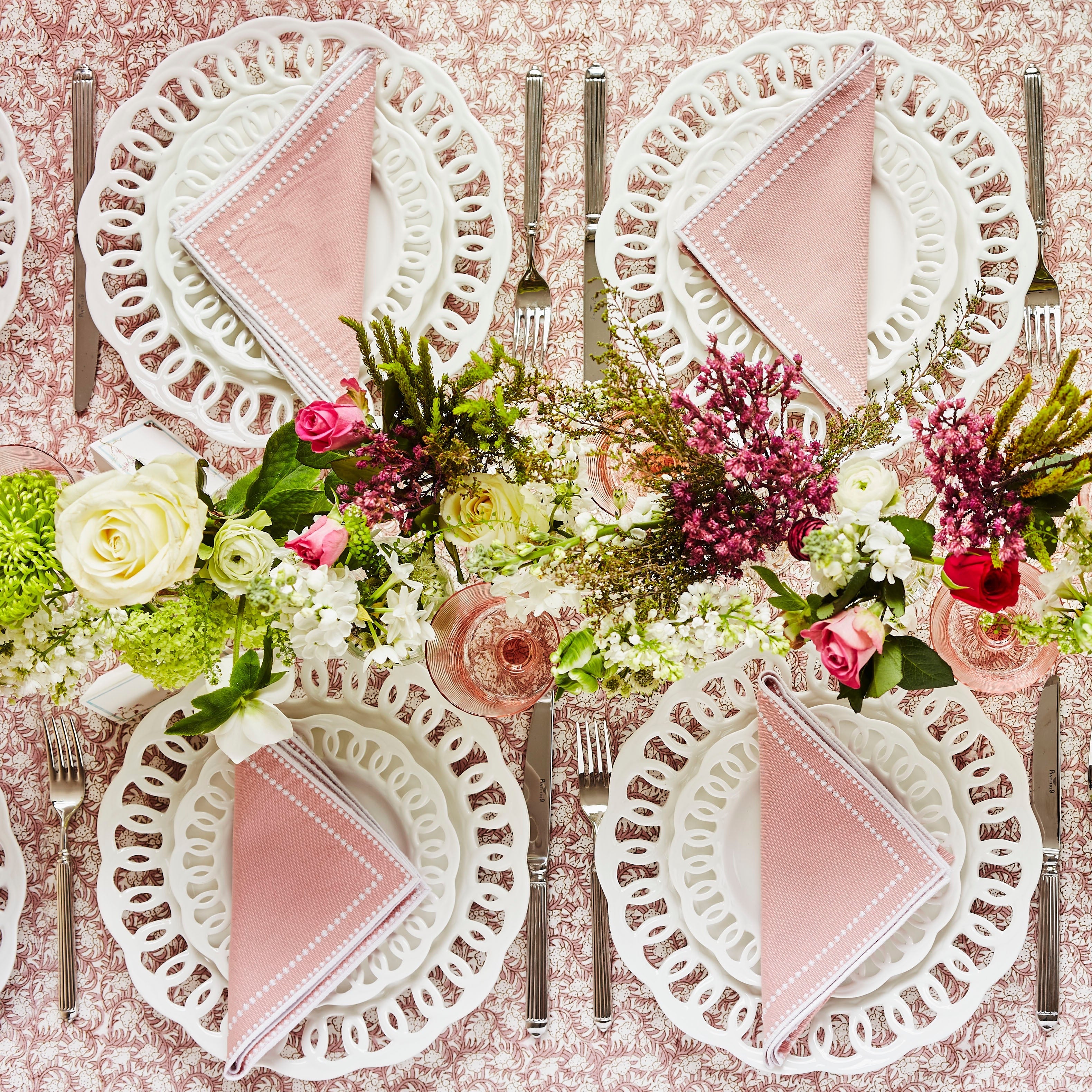 Rent: Pink Rosebud Tablecloth