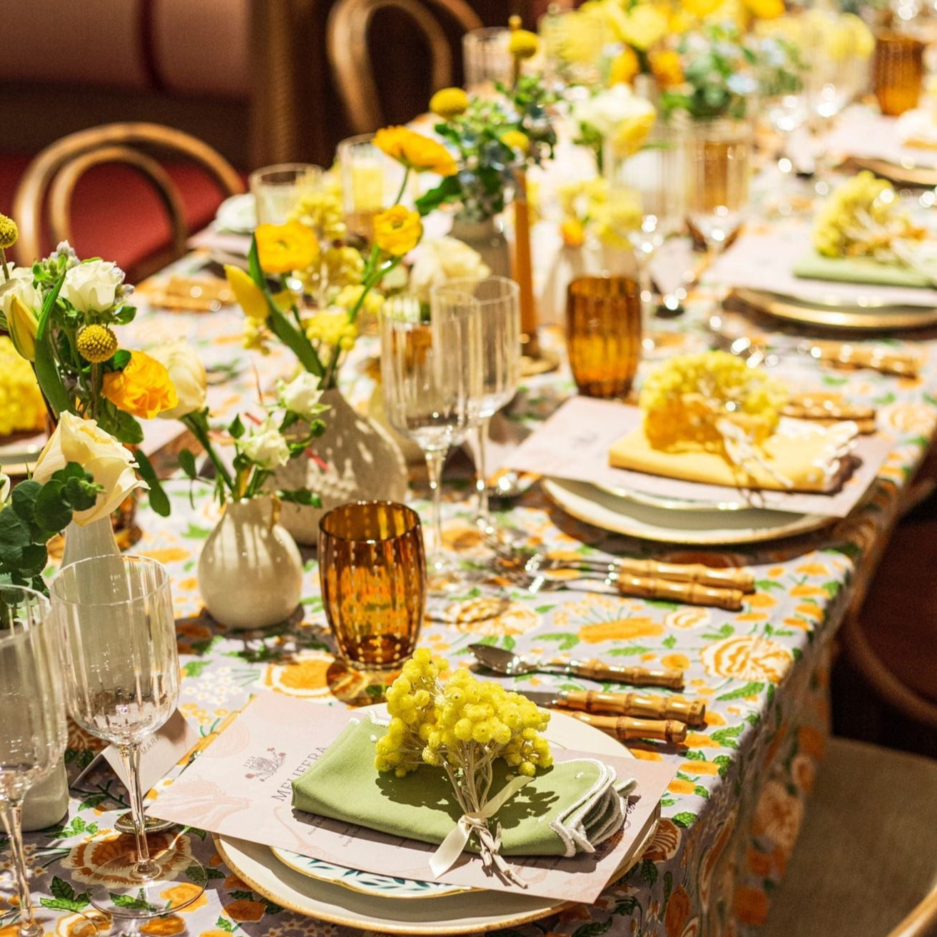 Yellow Penelope Tablecloth - 150cm x 300cm