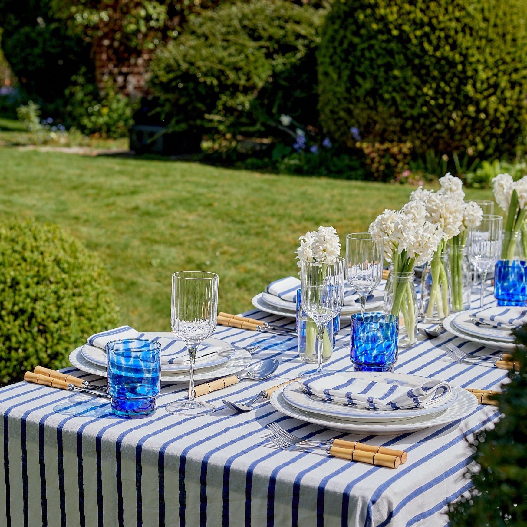 St Tropez Blue Stripe Tablecloth - 150x300cm