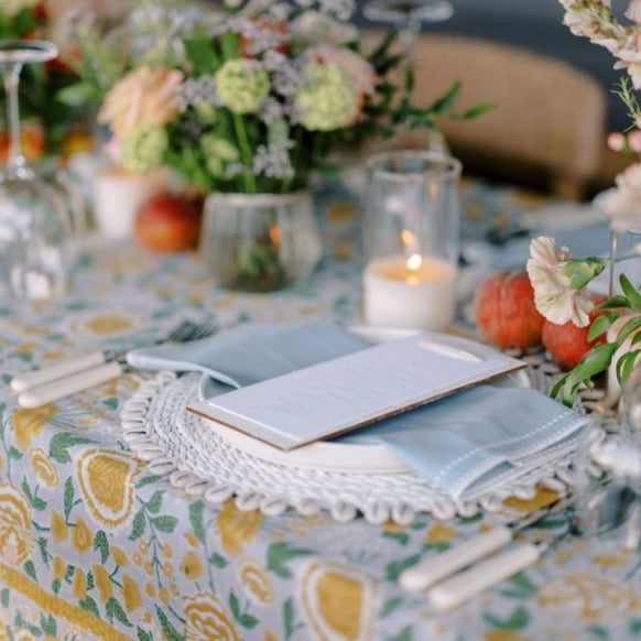 Rent: Penelope Yellow/Grey Tablecloth