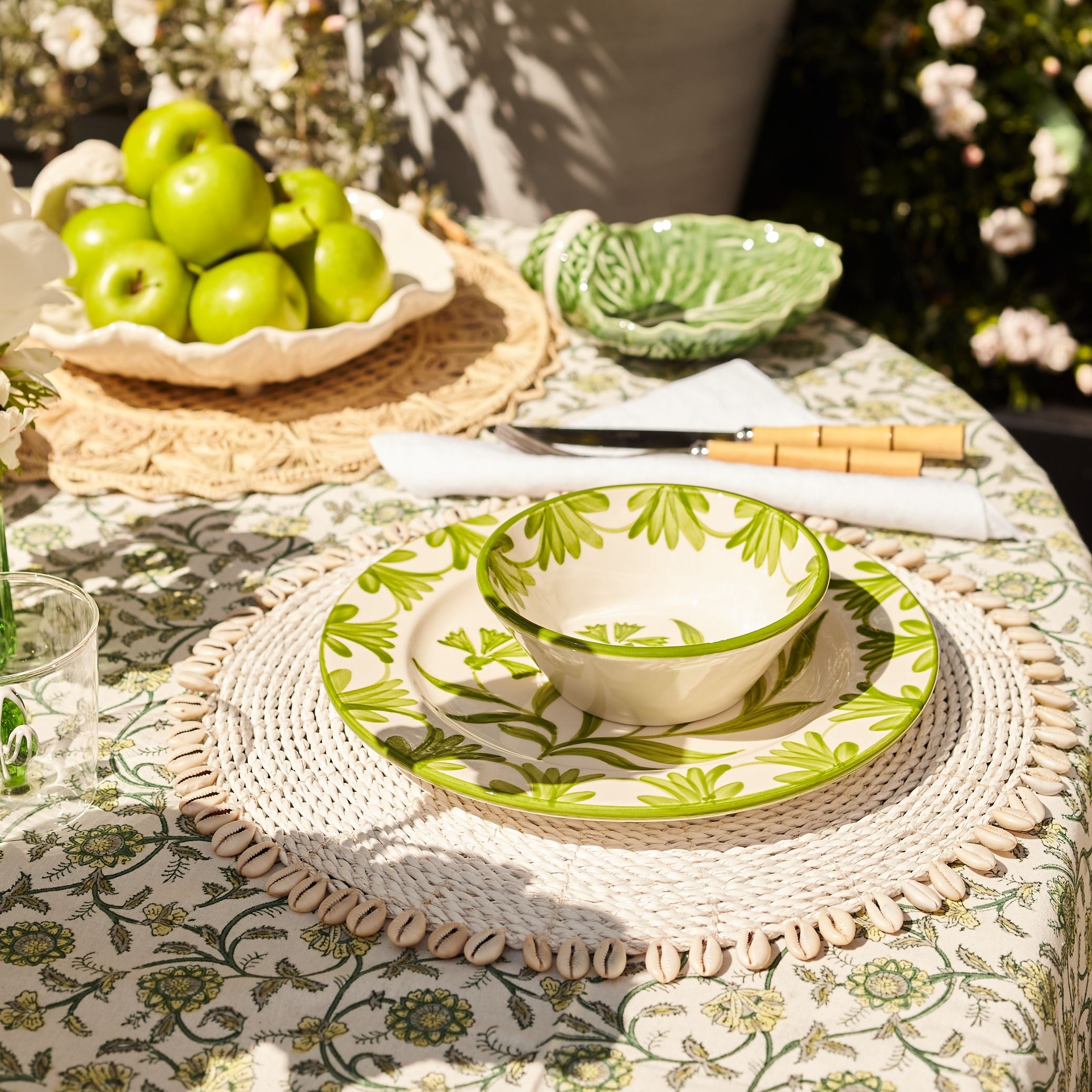 Green Petals Tablecloth - 150cm x 300cm