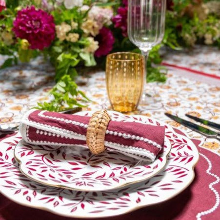 Burgundy Red & Gold Leaves Dinner Plates (set of 4) - 28cm