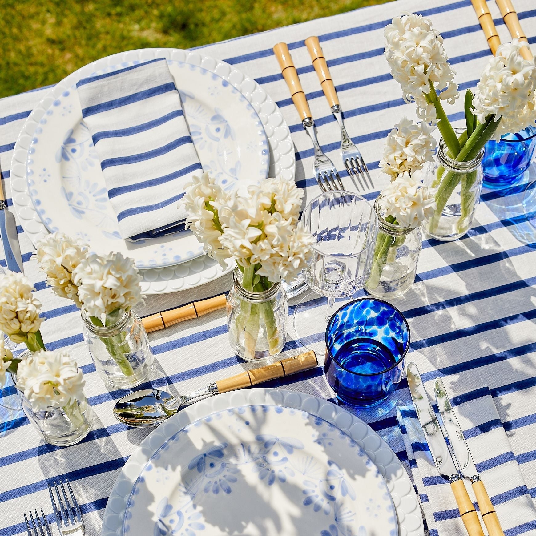 St Tropez Blue Stripe Tablecloth - 150x300cm