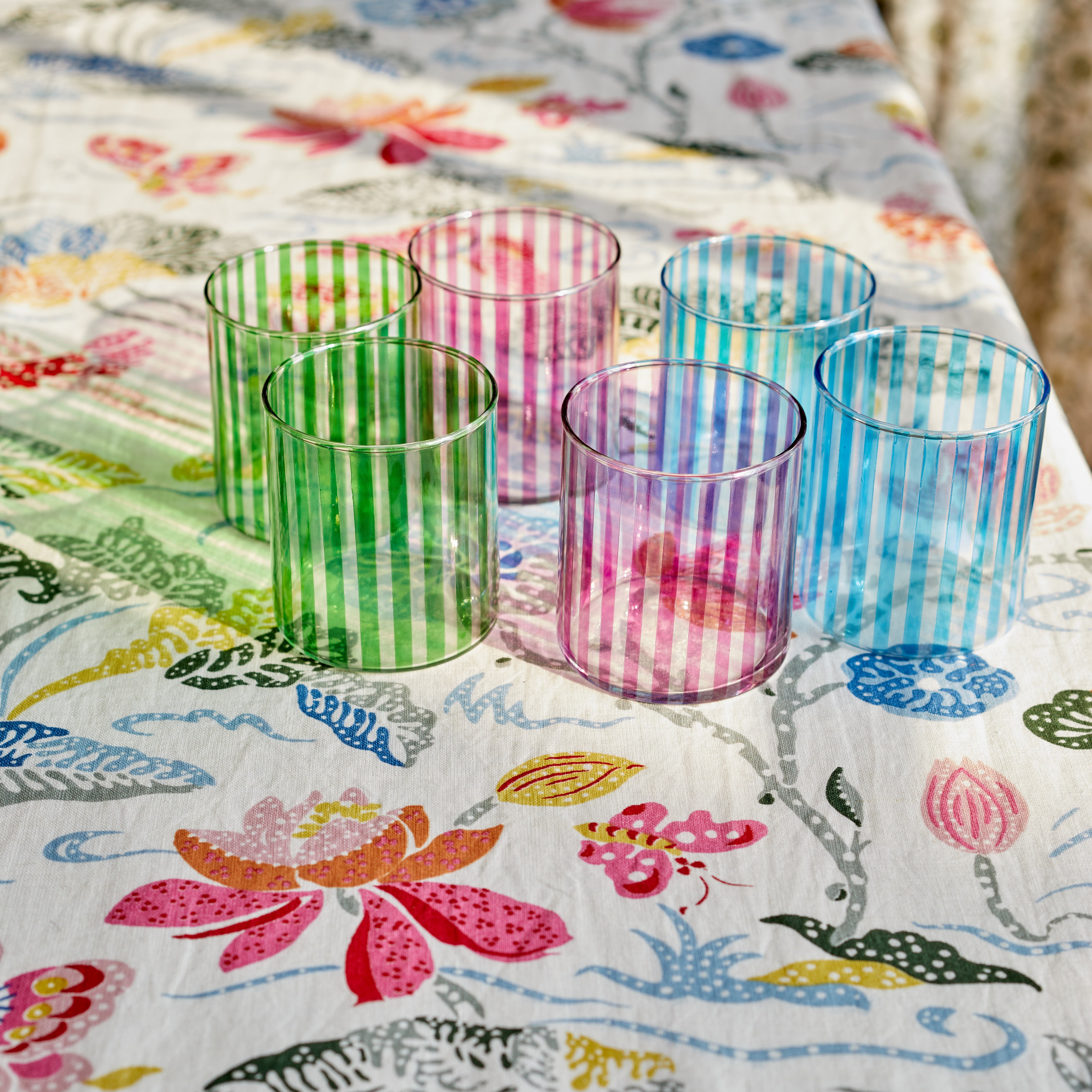 Blue Striped Water Glass (set of 2)