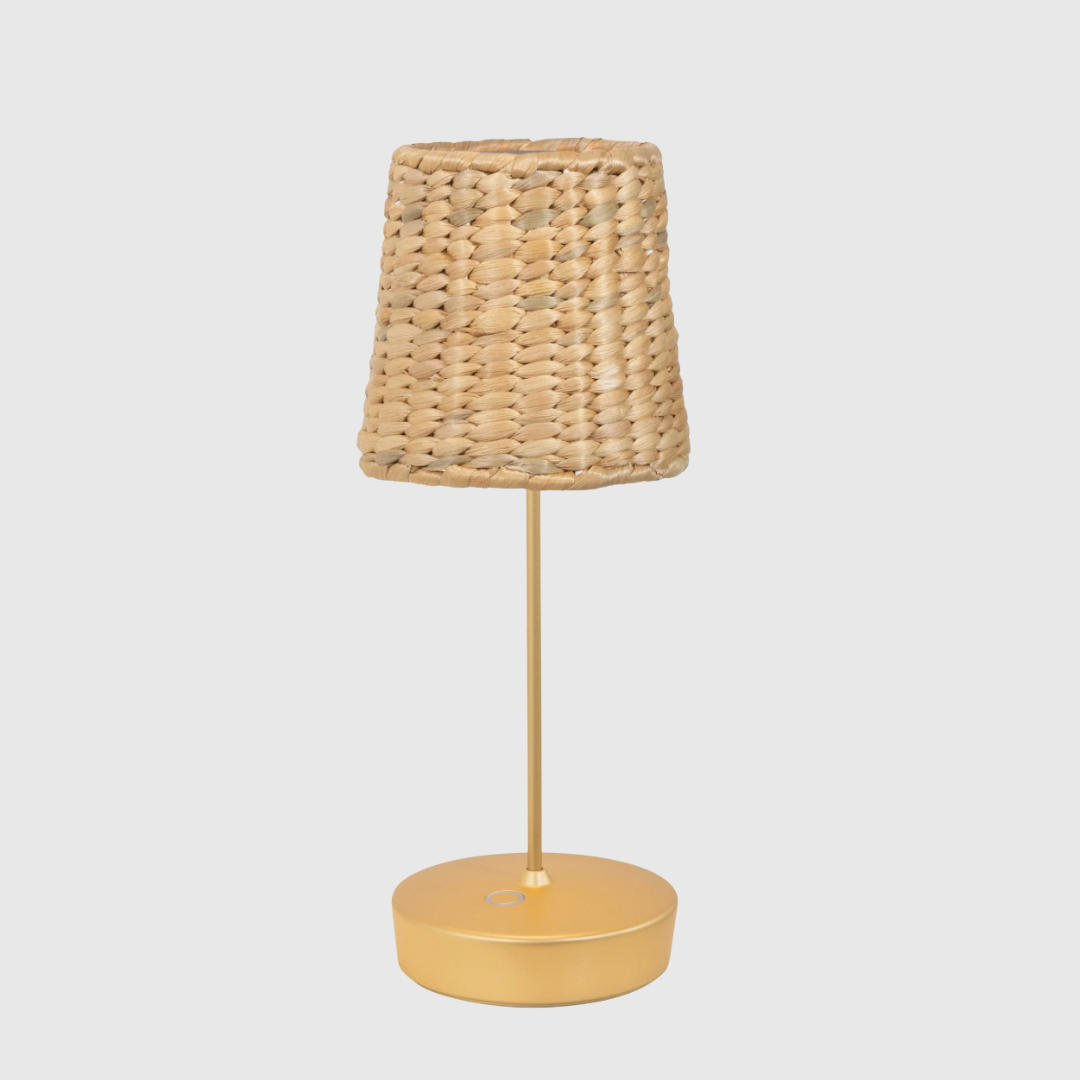 Rent: Gold Table Lamp & Rattan Lampshade