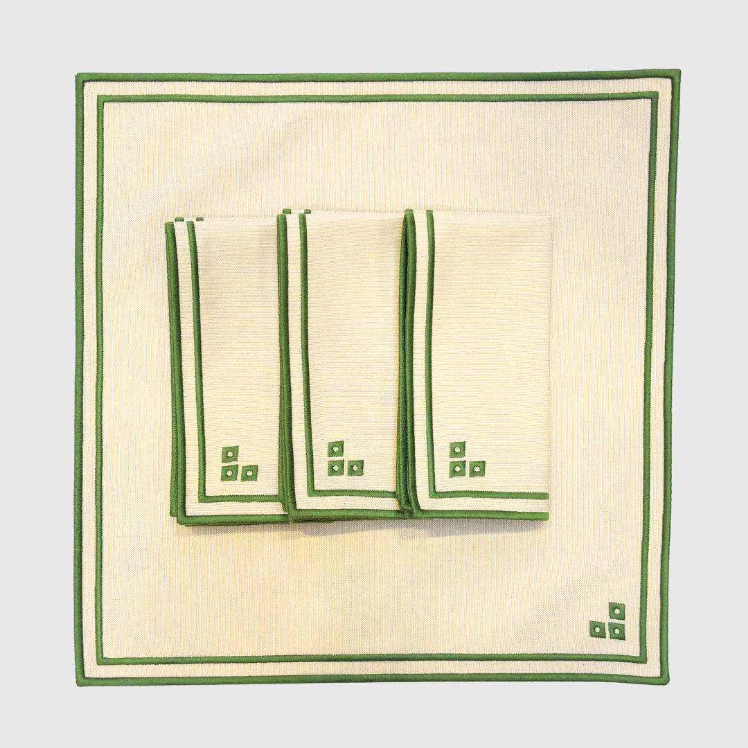 Embroidered Emerald Napkins (Set of 4)