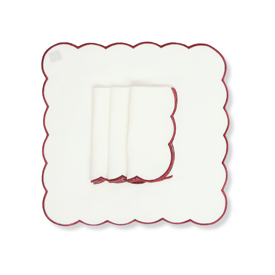 Wholesale: Burgundy Scallop Napkins