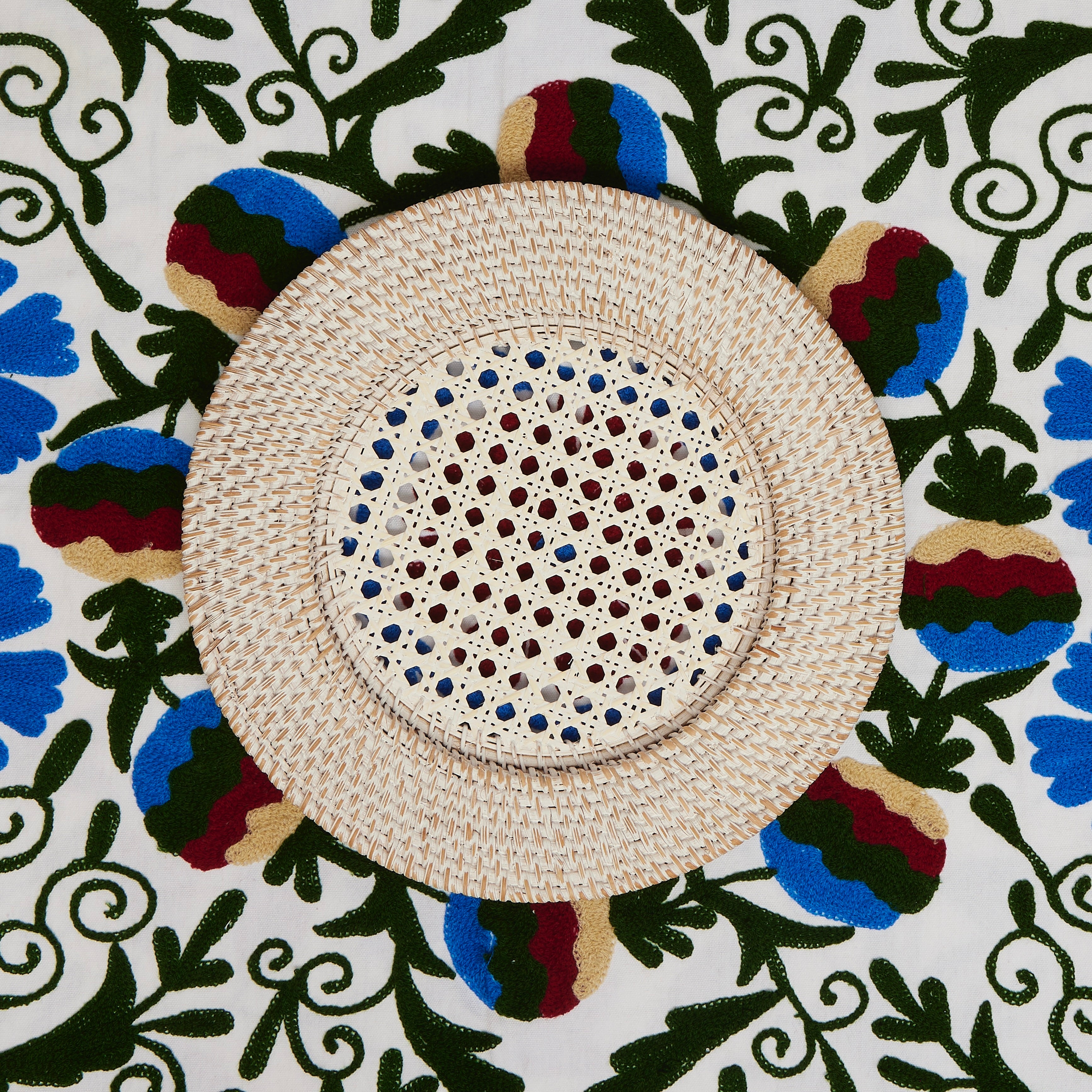 White Rattan Charger Plates (set of 4)