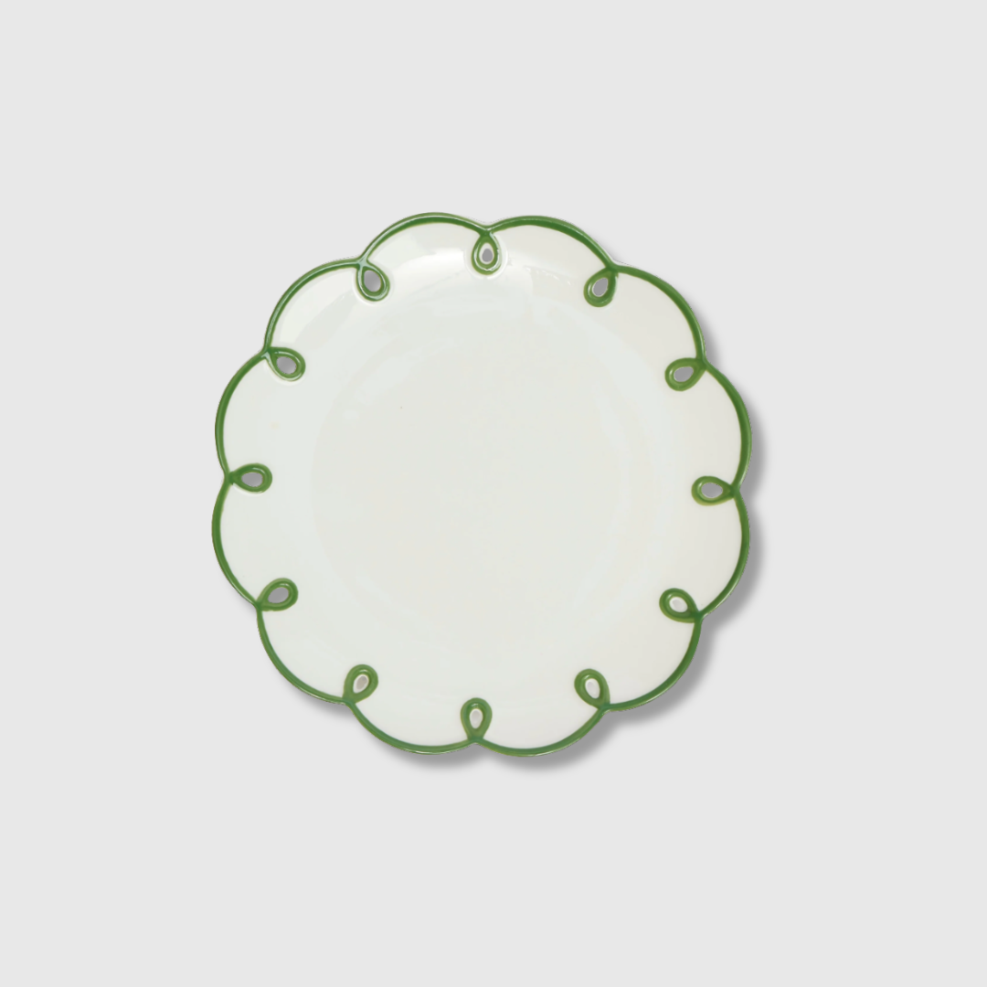 Rent: Green Swirl Edge Dessert (22cm)