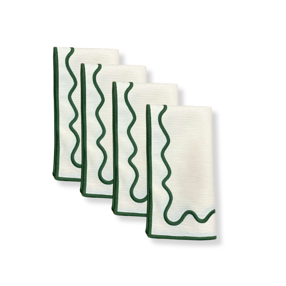 Wholesale: Embroidered Meadow Green Napkins