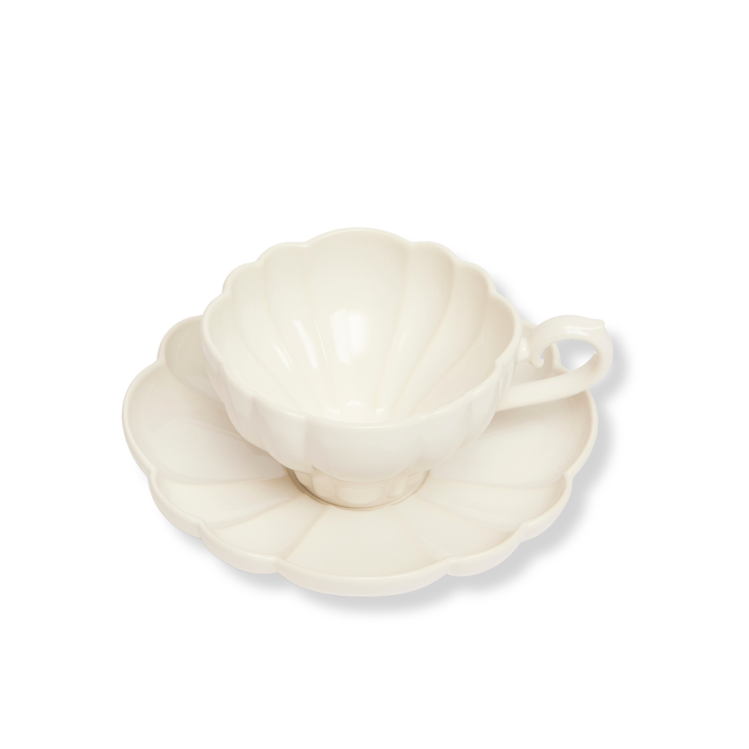 Rent: Blossom White Teacup & Saucer