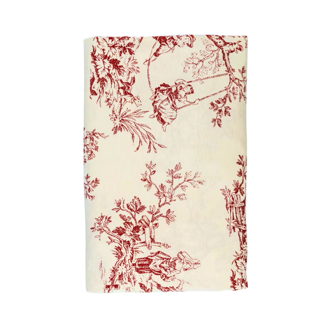 Rent: Burgundy Toile Tablecloth