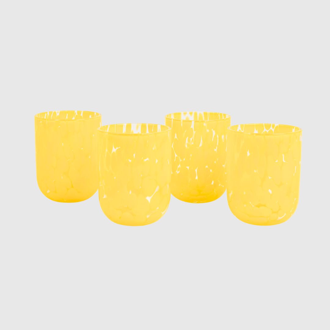 Yellow Dappled Glasses (Set of 4)