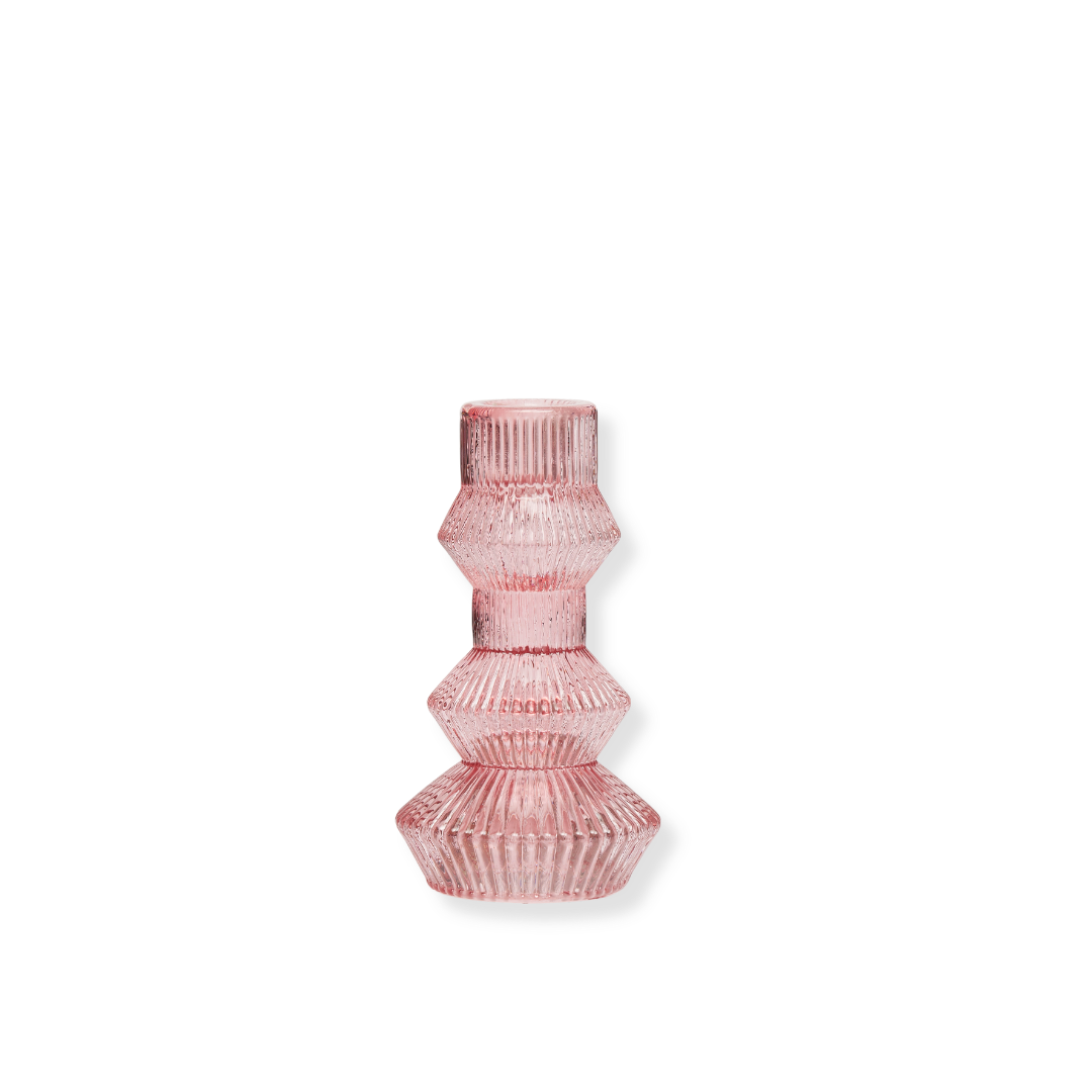 Rent: Pink Ribbed Candle Holder