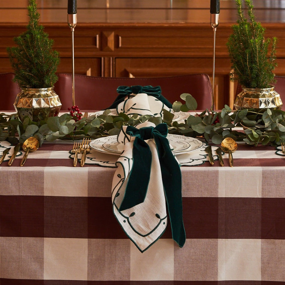 Archive Sale: Burgundy Gingham Tablecloth (set of 3) (150 x 300cm)