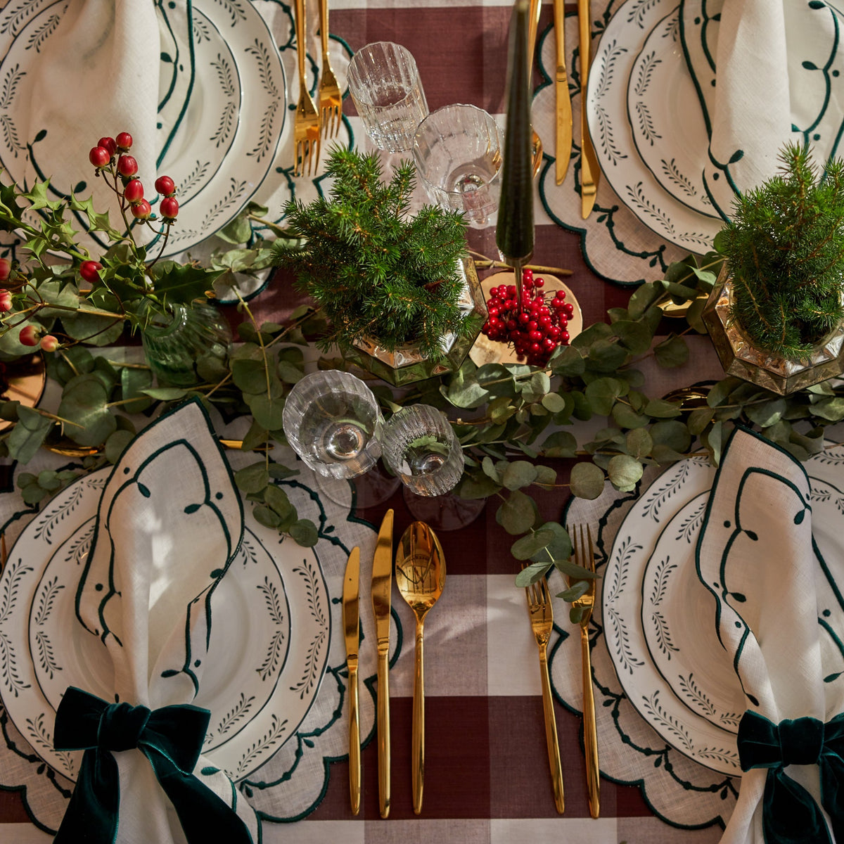 Archive Sale: Burgundy Gingham Tablecloth (set of 3) (150 x 300cm)