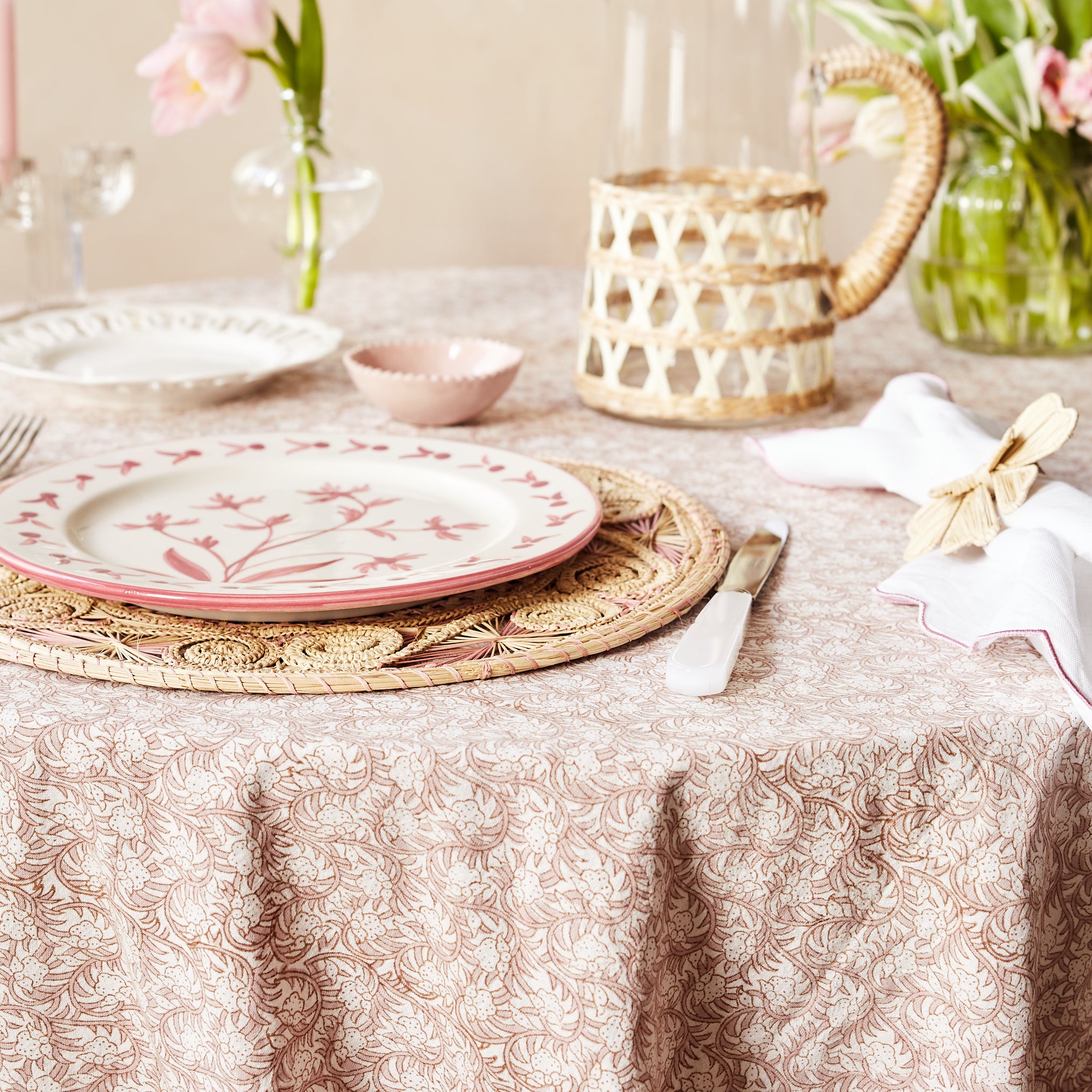 Pink Rosebud Tablecloth