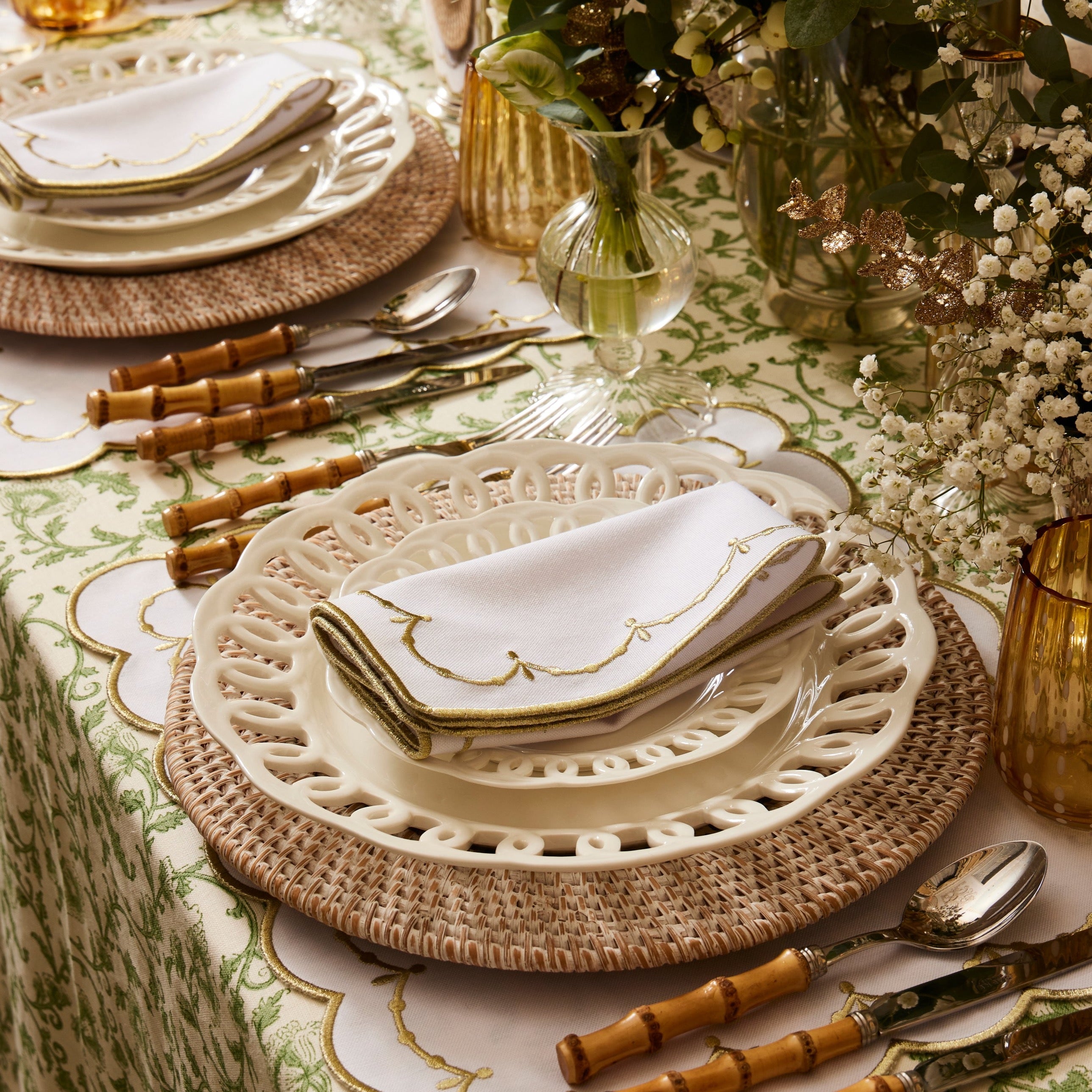 Rent: White Rattan Charger