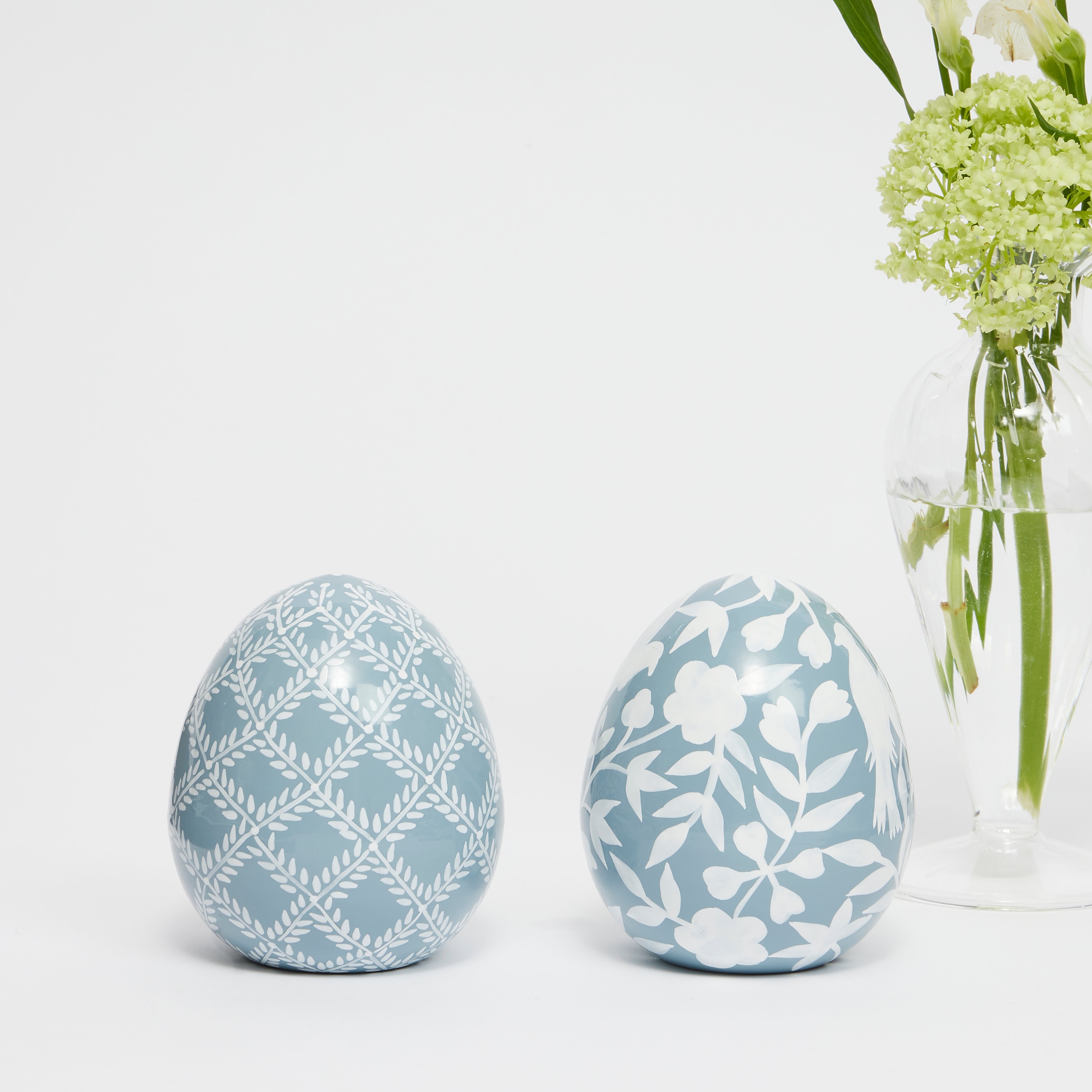 Blue Ceramic Hand Painted Eggs (set of 2)