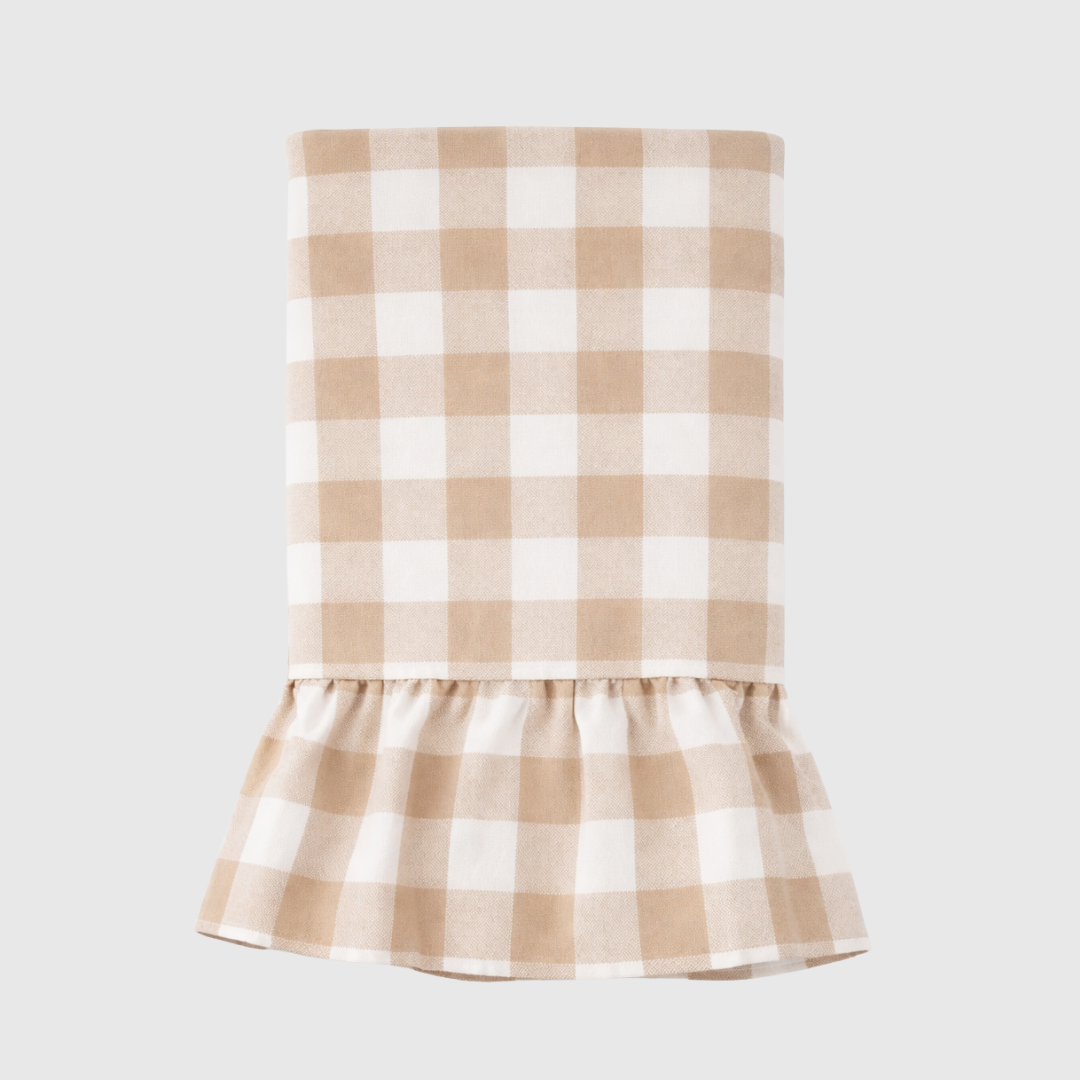 Beige Gingham Tablecloth - 165x295cm