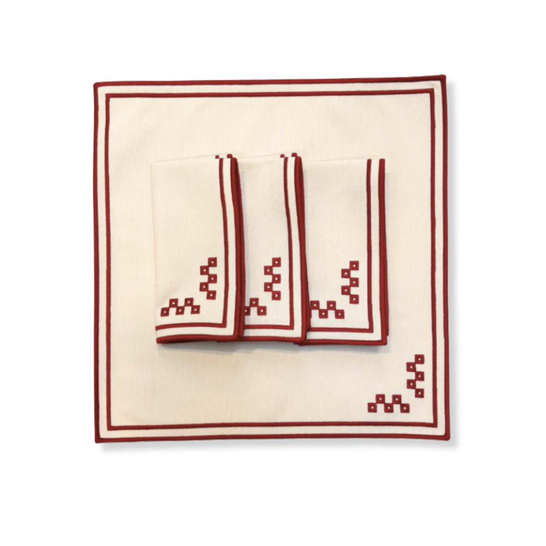 Wholesale: Embroidered Garnet Napkins