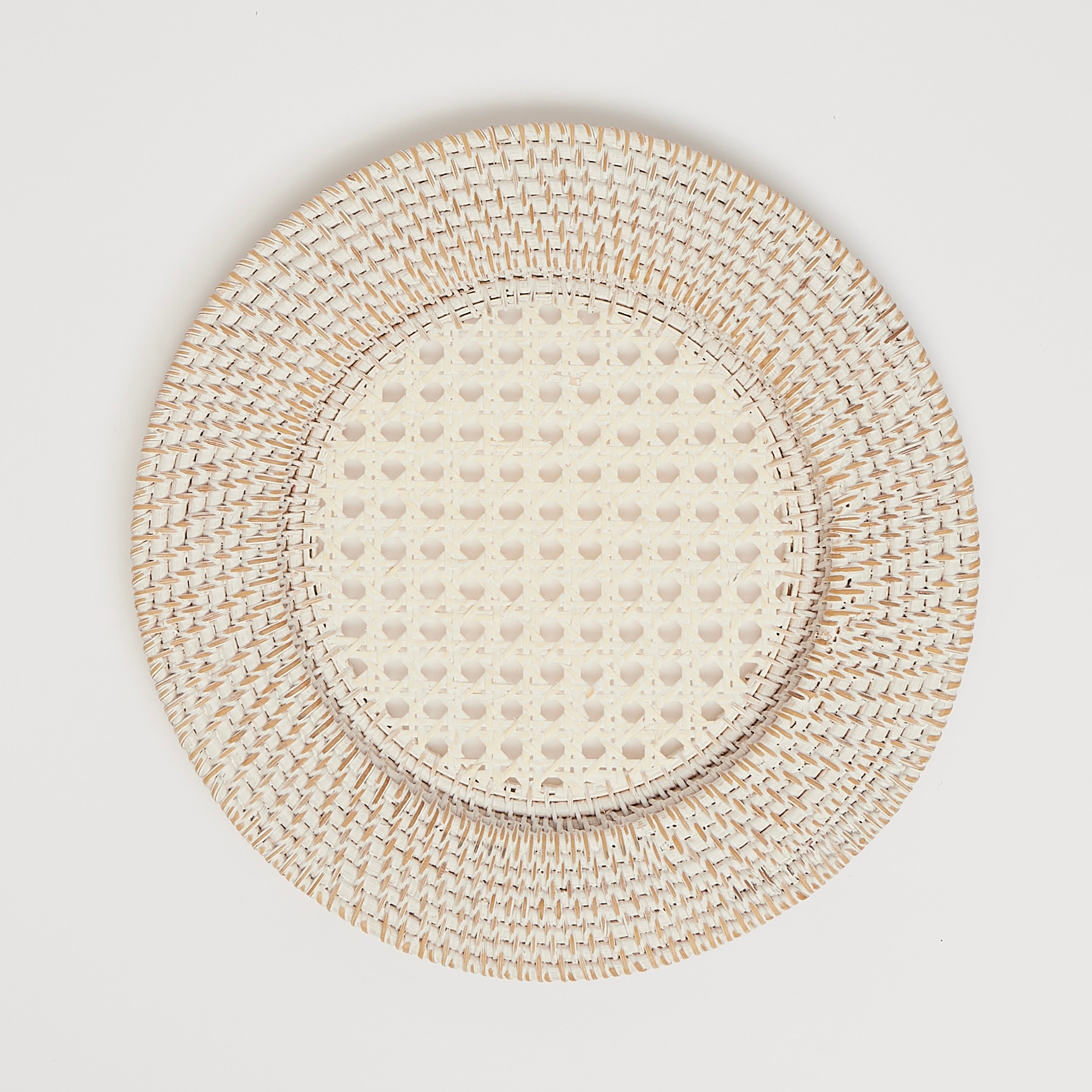 White Rattan Charger Plates (set of 4)