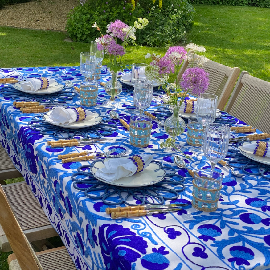 Blue Suzani Tablecloth