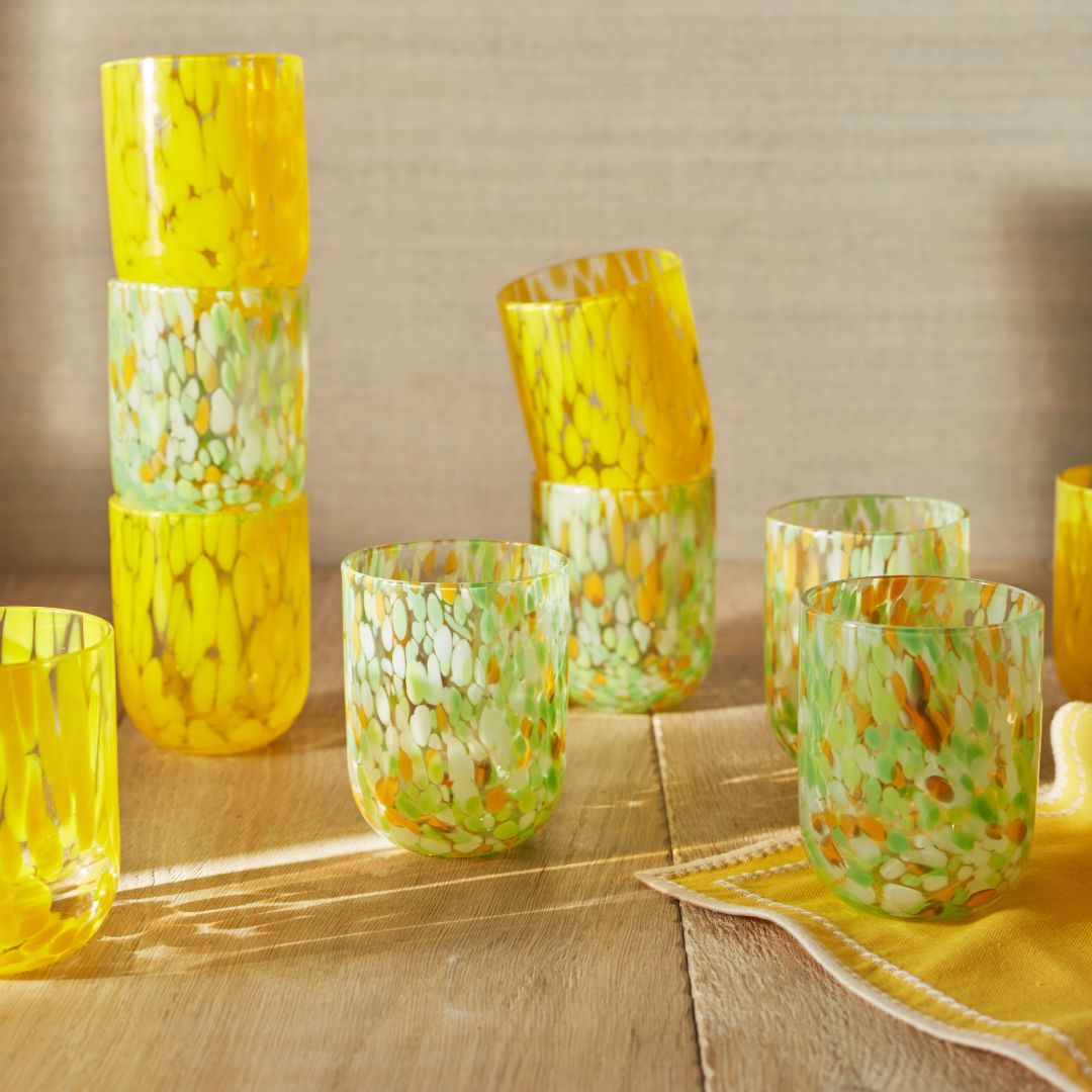 Yellow Dappled Glasses (Set of 4)