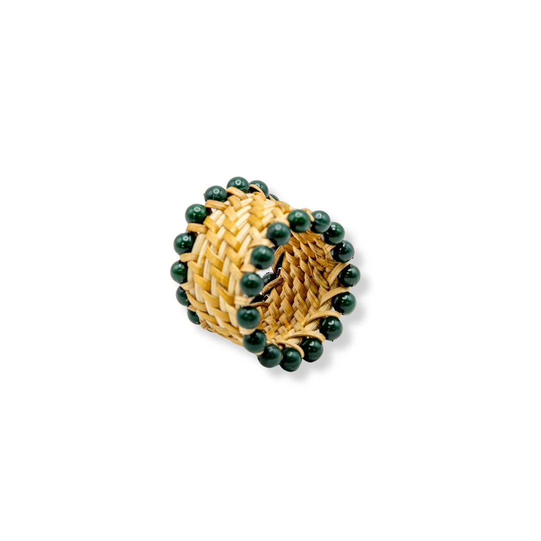 Rent: Green Beaded Napkin Holder