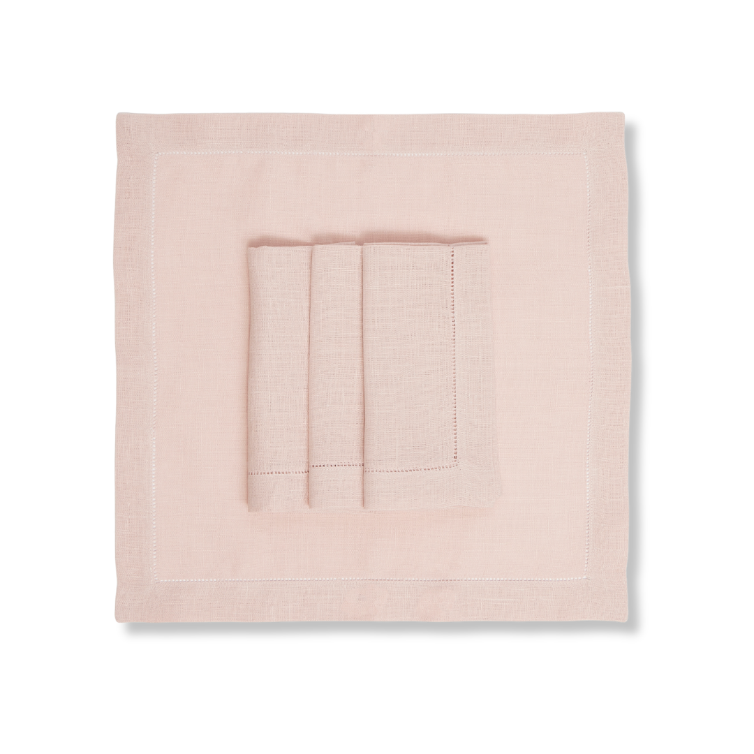 Rent: Blush Pink Hemstitch Napkins (50x50cm)