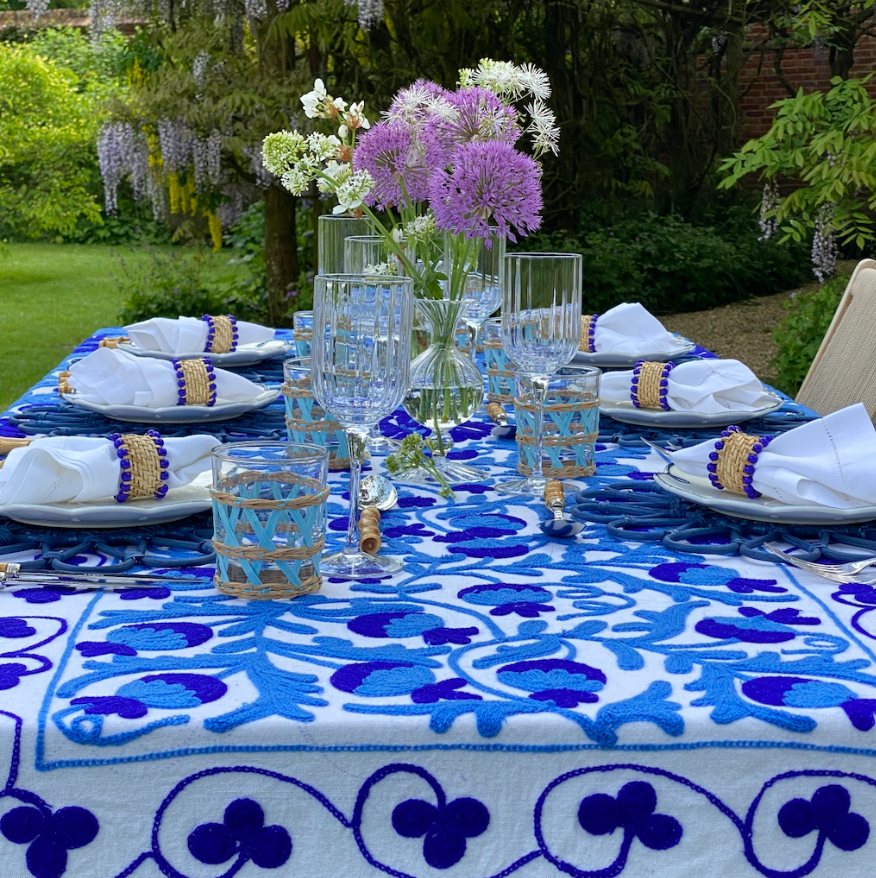 Blue Suzani Tablecloth