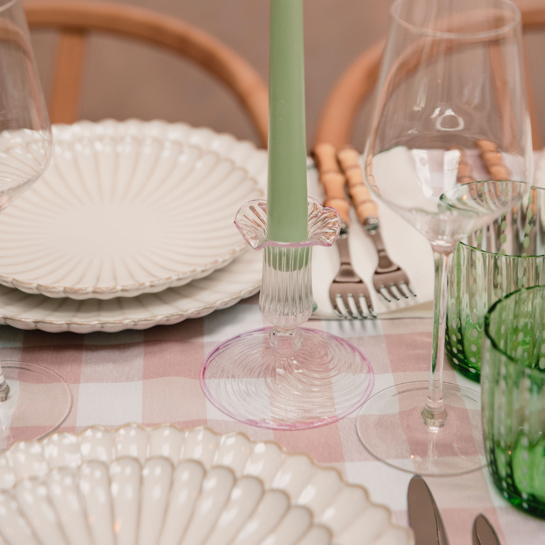 Archive Sale: Blush Pink Gingham Tablecloth (165 x 295cm)