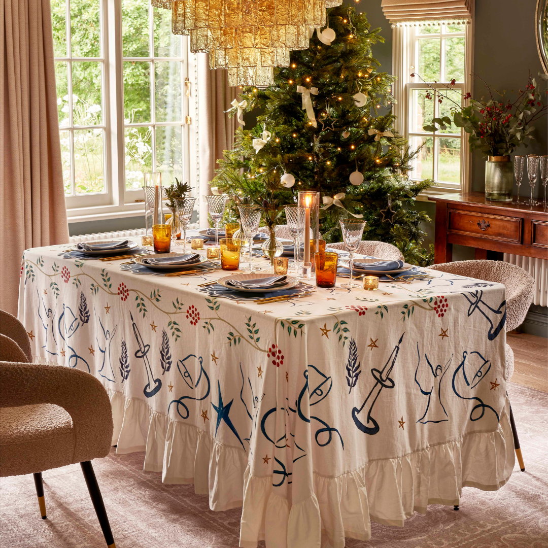 Rent: Festive Handpainted Tablecloth