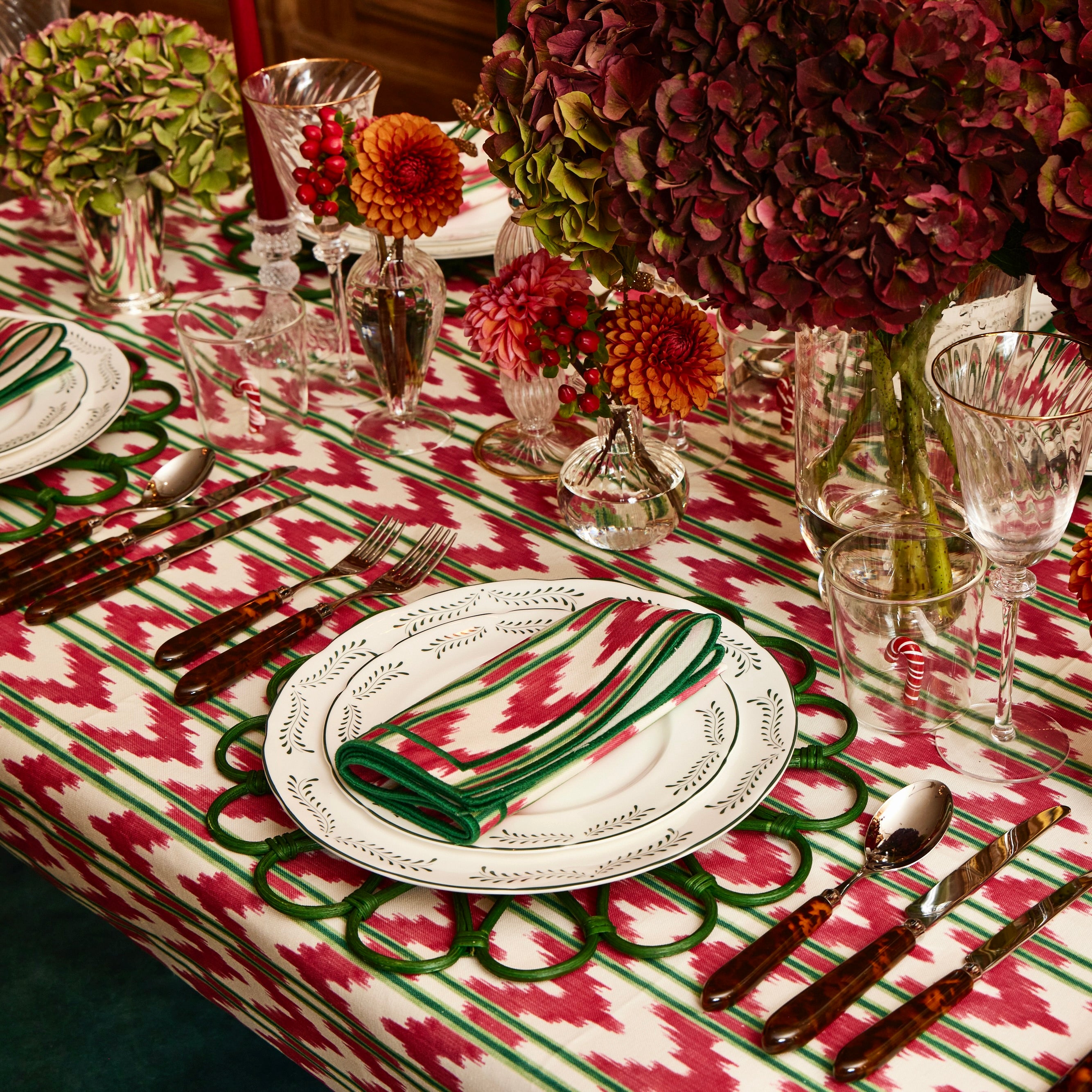 Cabana Red Ikat Tablecloth