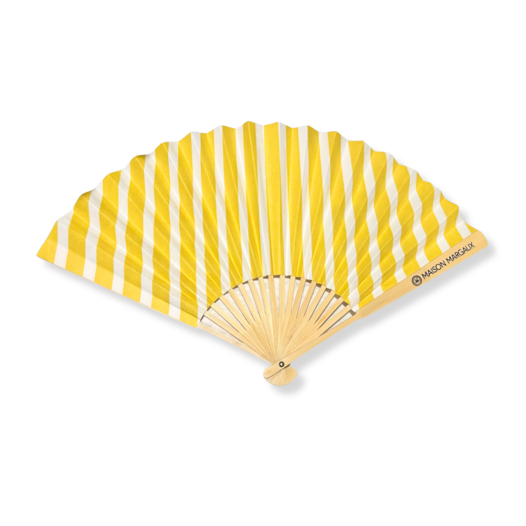 Yellow Stripe Paper Fans (Pack of 10)